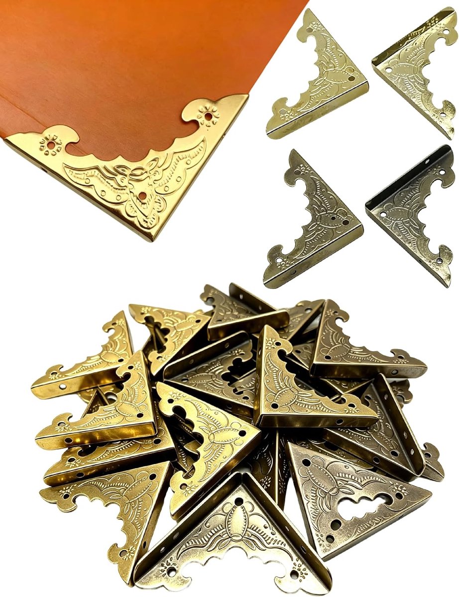 24 stuks randbescherming van metaal in vleermuisvorm, retrostijl, decoratie voor hoeken van metaal, antiek brons en goud, bescherming voor dagboeken, juwelenkistjes en scrapbooking