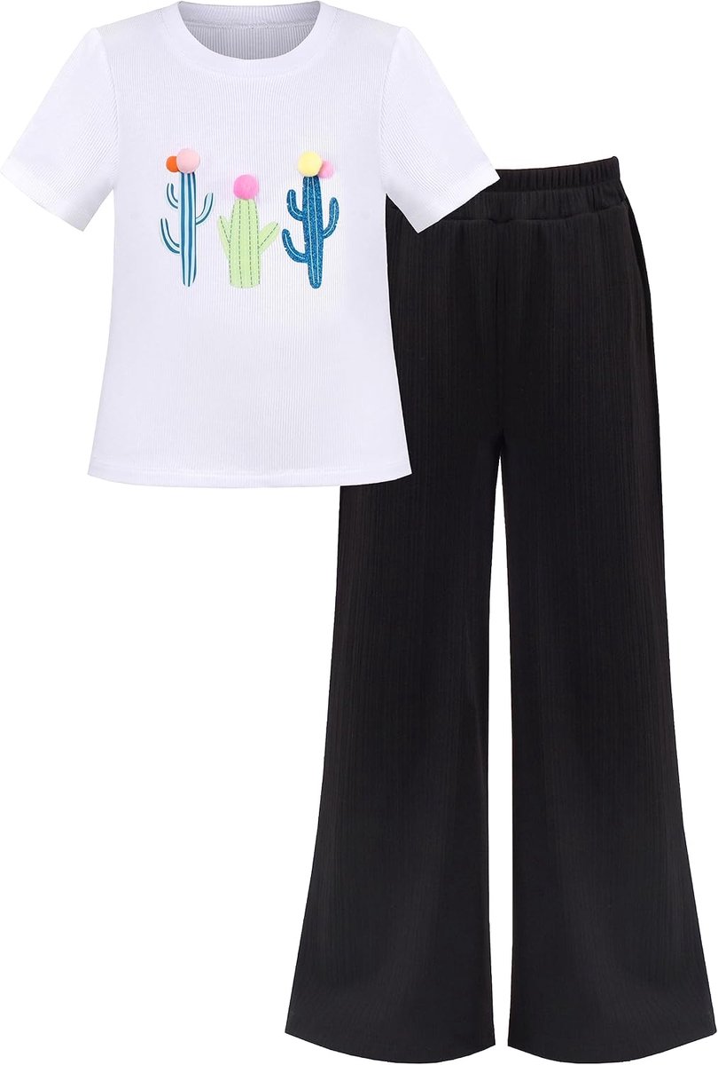 2 stuks Stel t shirt Broek Direct Breed Regenboog 4-10 jaar