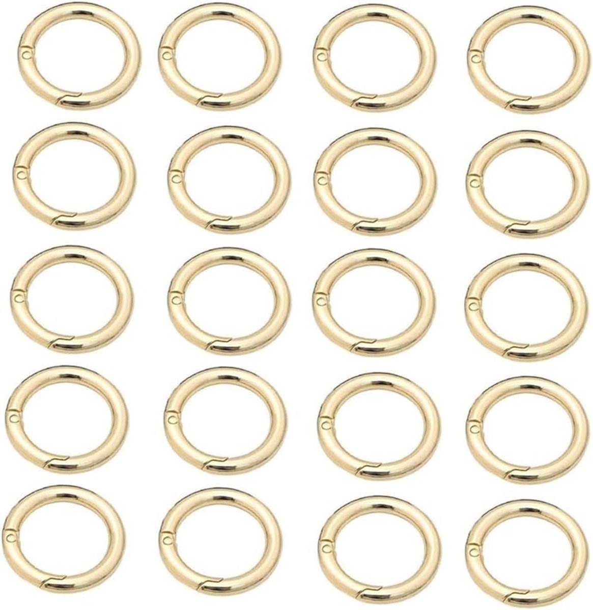 Karabijnhaken van zinklegering, 20 stuks, metalen karabijnhaken, lente, O-ring, metaal, veilige houder, duurzaam, roestvrij, voor sleutelhangers, handwerk, doe-het-zelf hangers