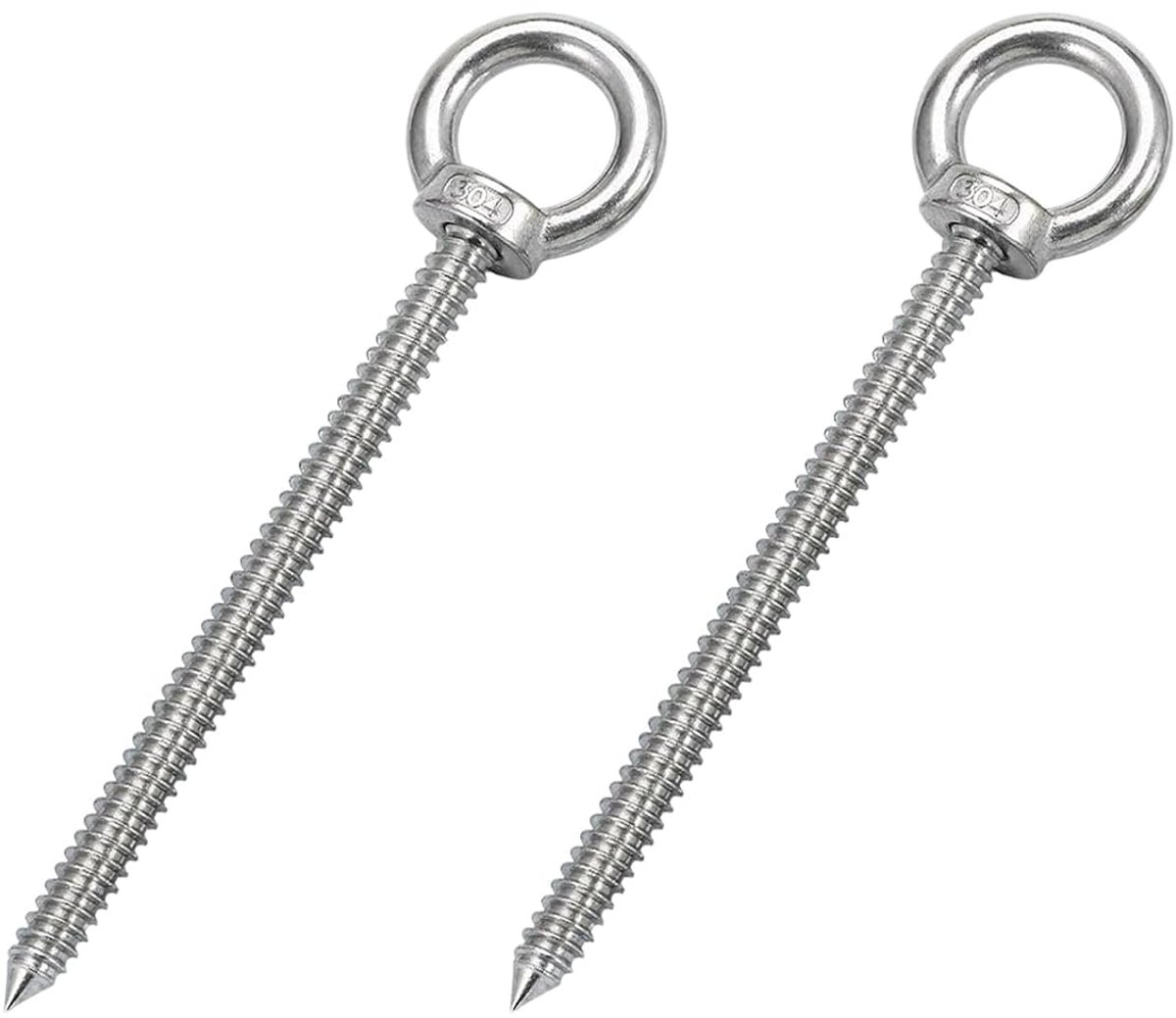 Dailygoods- Oogbouten M12*80 Roestvrij Staal - 2 Stuks - Zelftappend - Ophangbevestigingen - Hangmat - Schommelstoel - Weerbestendig - Ophanghaak