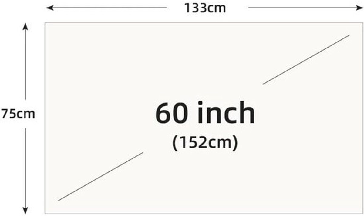 Projectorscherm - Projectiedoek - Thuisbioscoop - Wit raster anti-licht - 16:9 - Wit