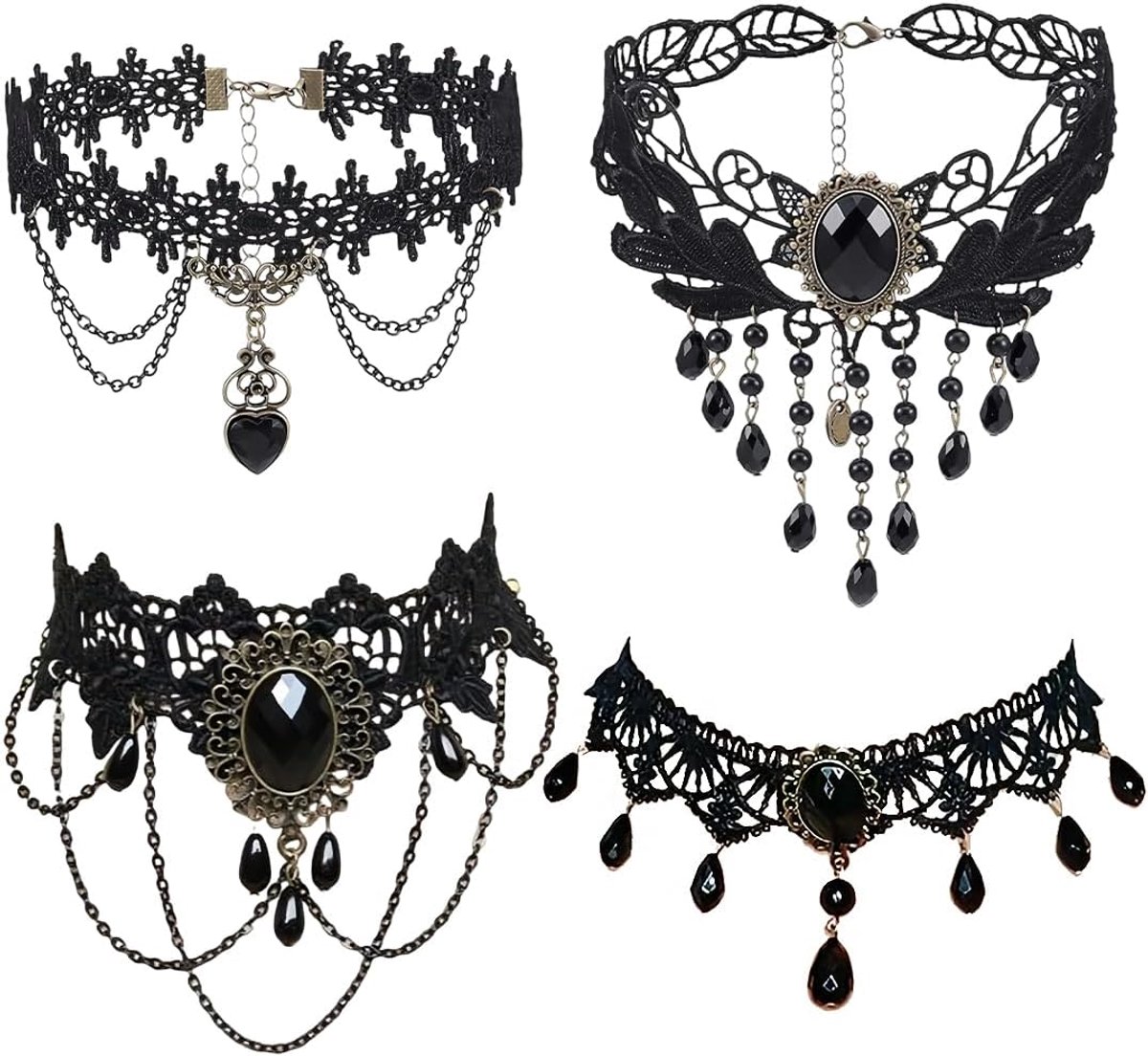 Dailygoods- Vampierketting - Zwarte Kanten Halsband - Gothic Choker - Dames Ketting - Duurzaam Materiaal - Vintage Charme