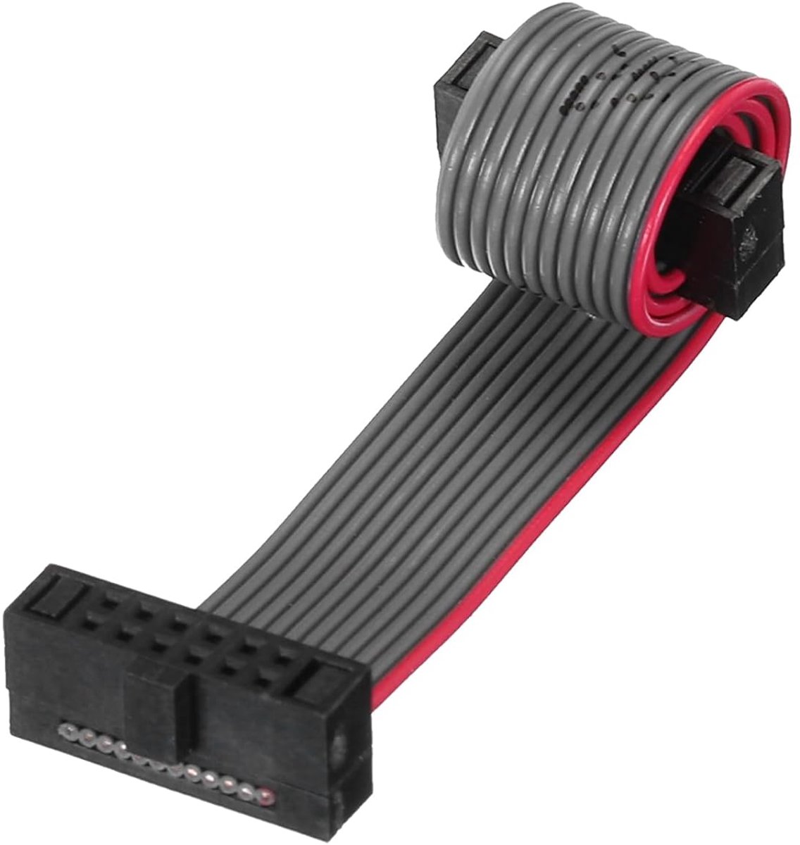 Platte kabel IDC, FC/FC-stekker, bus, type A, 12-polig, 1,27 mm, lengte 10 cm, donkergrijs