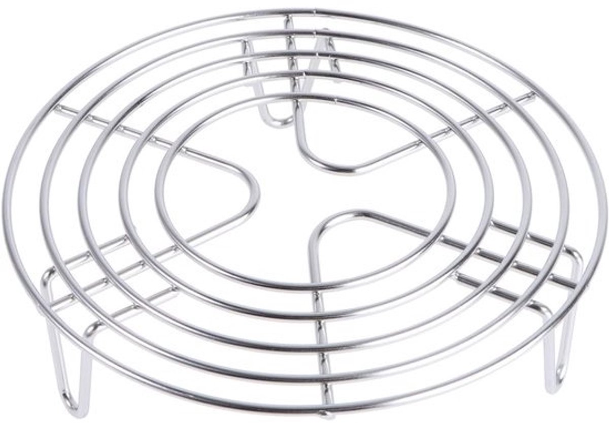 Stoomrek - Koelrek Kookrek - Gezond Koken - Vaatwasserbestendig - 16 cm Diameter - Zilver