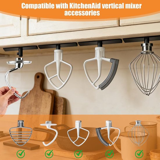 Blender accessoires houder met 4 haken voor het opbergen van garde, spatels en deeghaken (Zwart) — afbeelding 3
