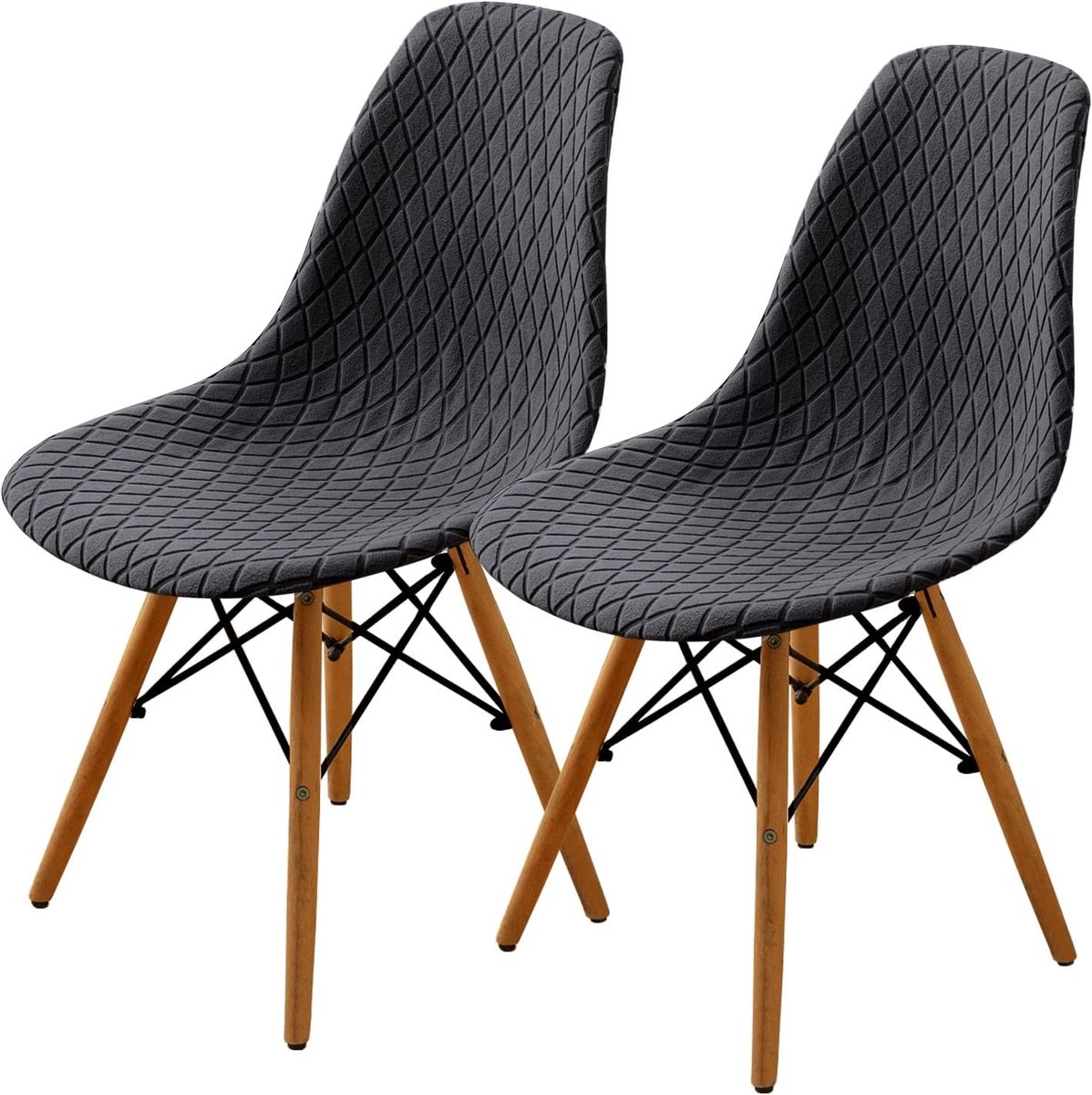 Stoelhoezen voor eetkamerstoelen, 2/4/6 stuks, stijl, shell, eetkamerstoel, Mid Century modern, DSW-stoel, sipcover, gevoerde eetkameraccent zijstoelhoezen (grijs, 2 stuks)