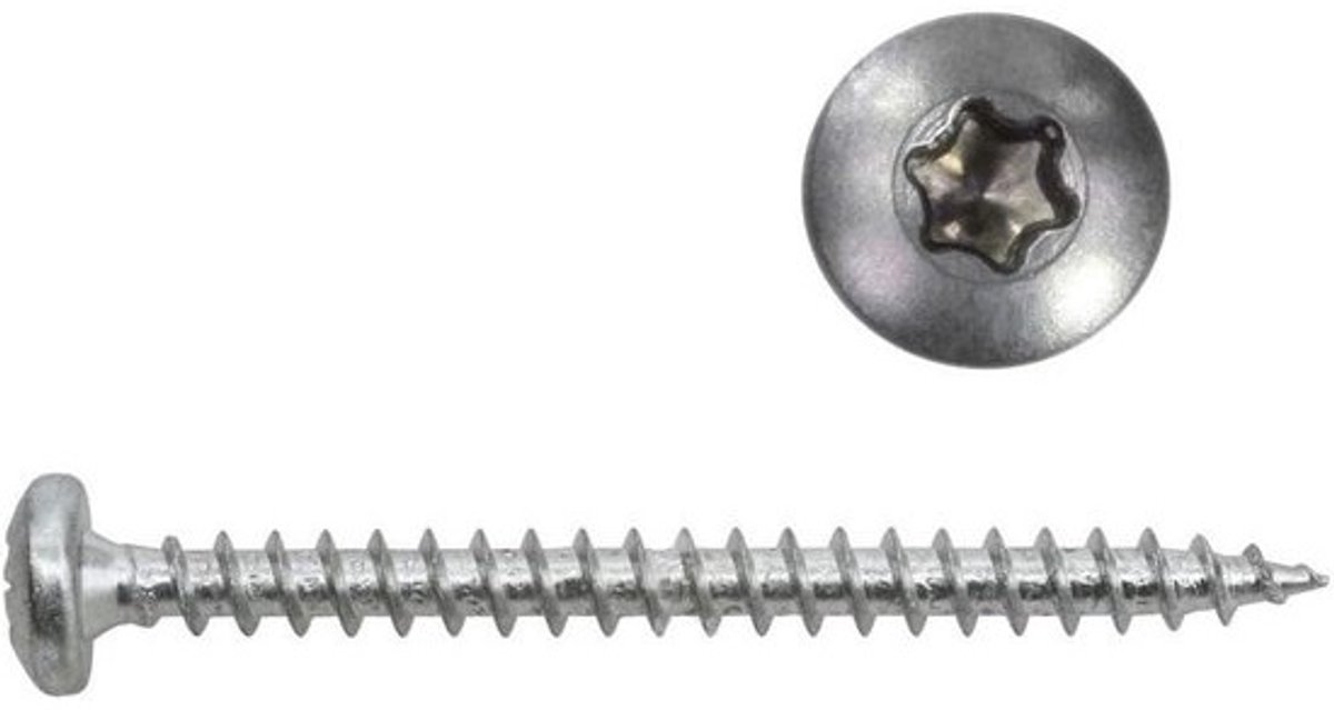 RVS Panhead Schroeven Torx Houtschroeven 5x40mm Volledige Schroefdraad - 100 Stuks