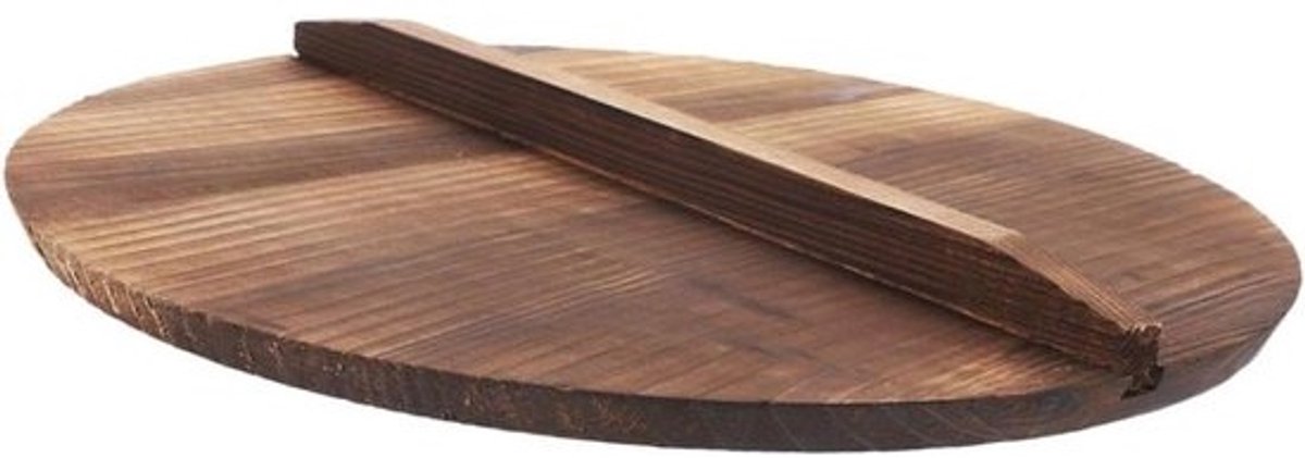 Houten Wokdeksel - Pan afdekking - Koken en braden - Natuurlijk materiaal - 29 cm diameter - Natuurlijk hout