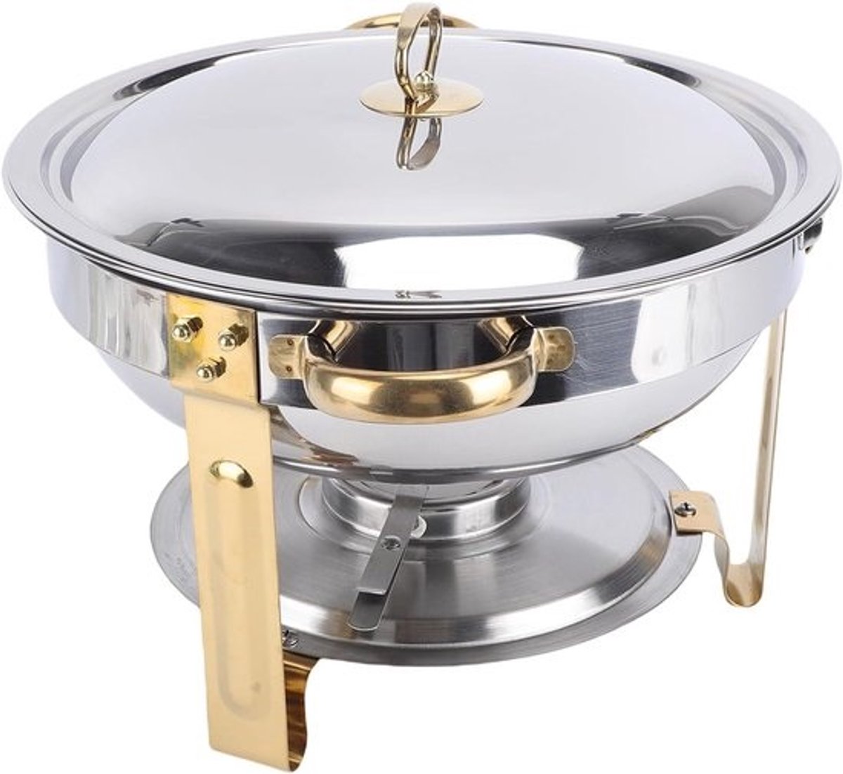 Buffet Server - Warmhoudbak Set - Feesten Serveren - Stabiel Driehoekig Ontwerp - 4.5L Capaciteit - Goud