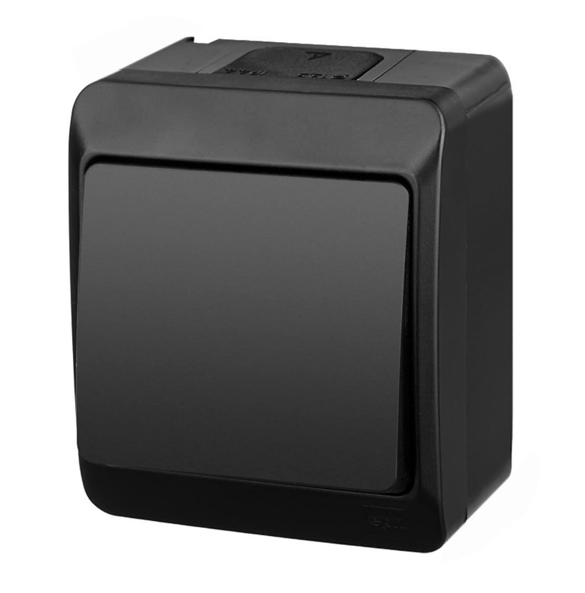 Asvendo Elektro HERMES moderne opbouwserie/lichtschakelaar/dubbele schakelaar/stopcontact meervoudig / IP44 waterdicht/buiten/zwart (lichtschakelaar)