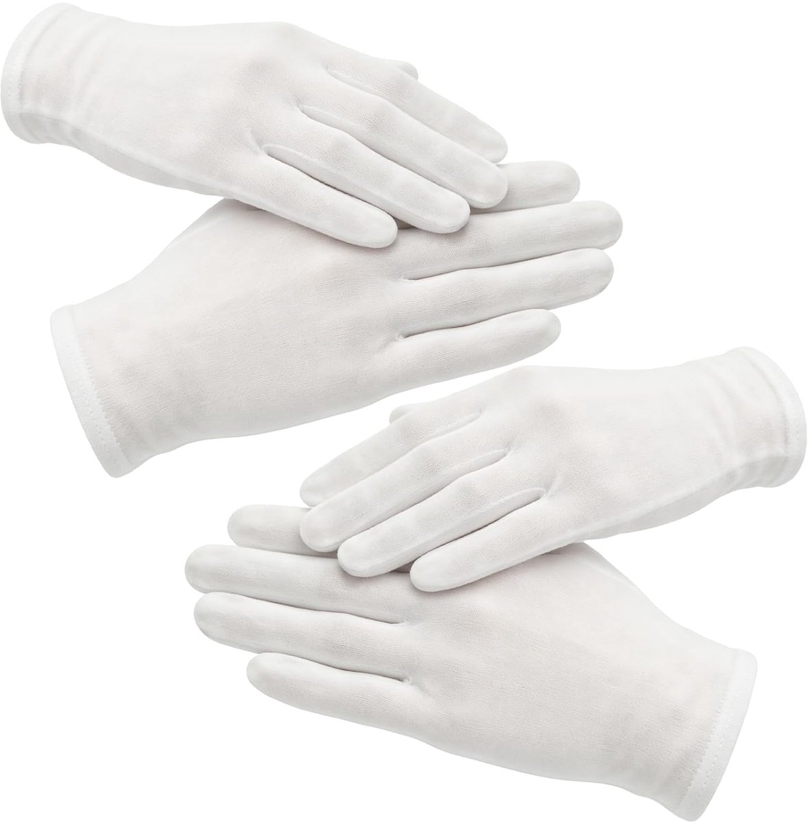 2 paar katoenen handschoenen, katoenen handschoenen wit, Care beschermende handschoenen, witte stoffen handschoenen, comfortabele en ademende werkhandschoenen voor huidverzorging, sieradenonderzoek