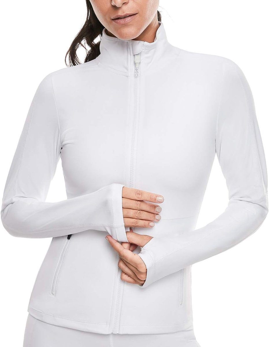 Dames fleece jack loopjas, sportjack dames functionele jas warm, wit, S