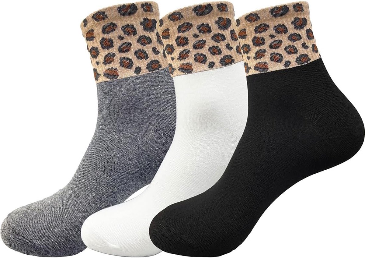 Sokken luipaardpatroon dames pakket, sokken dames katoenen sokken dames luipaard sokken wit zwart grijs sokken running sport sokken grappig (1)