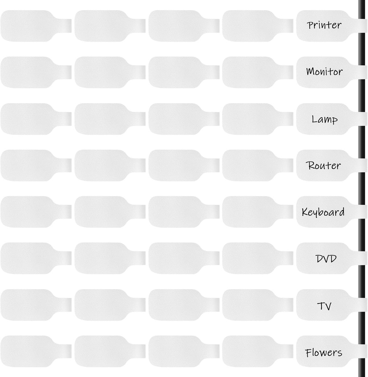 40 stuks kabelbelettering, herbruikbare nylon kabeletiketten, zelfklevend, beschrijfbaar voor kabelbeheer, ideaal voor draden en elektronische identificatie (wit) ​