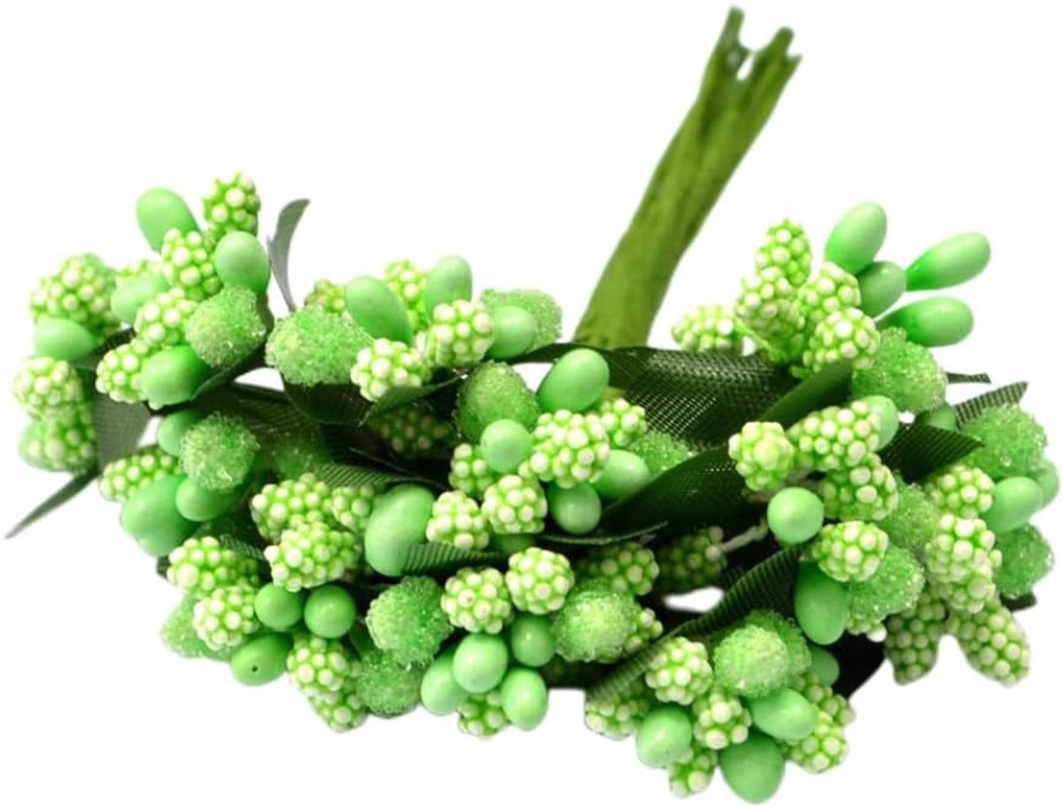 Kunstbloemen, stofblad, kunstbessen, mini-bessen, picks, bloemen, stapel stofblaadjes voor doe-het-zelf handwerk, bonbonbonnière, krans, bruiloft, bloemenversiering, decoratie, groen