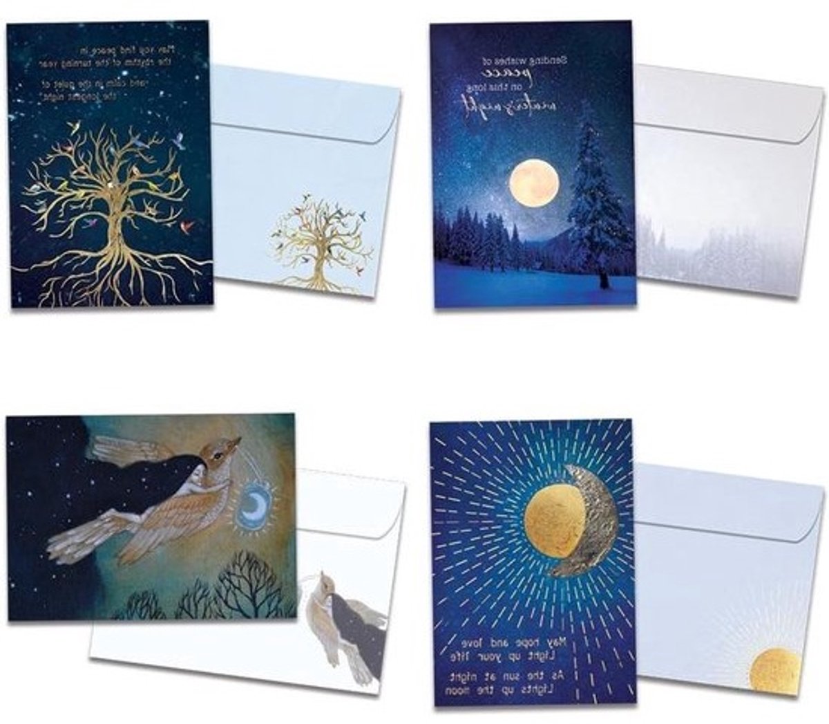Set kaarten - Notitiekaarten enveloppen - Persoonlijke berichten - Duurzaam gerecycled papier - 16 stuks - Goud