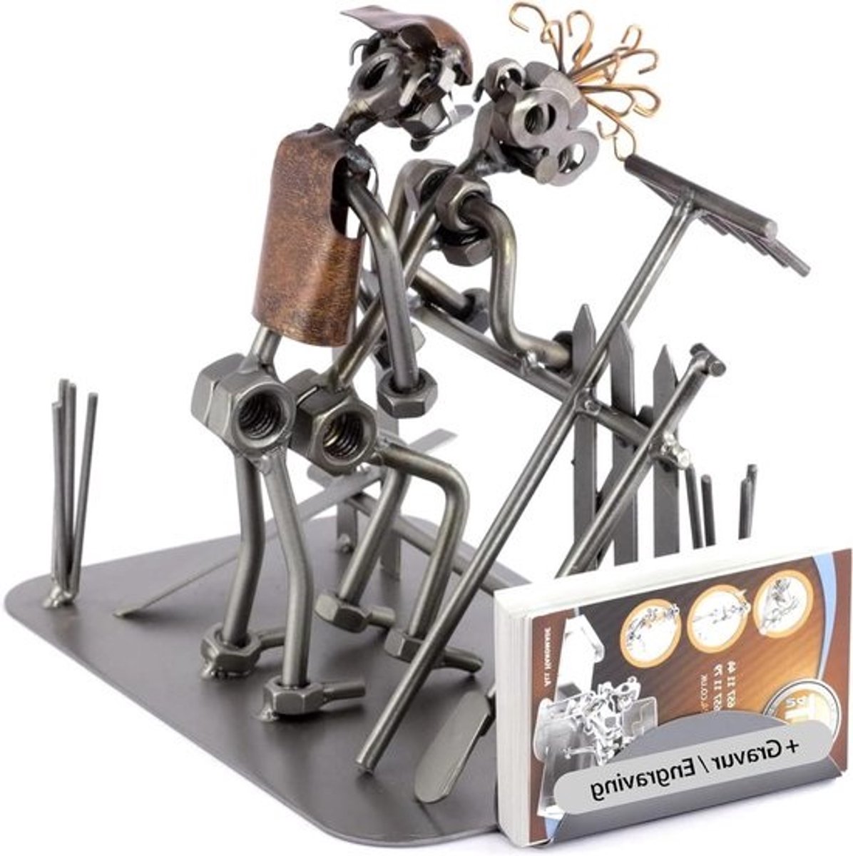 Metalen Figuur - Schroefman - Bureau Organisatie - Met Gravure - 2.05 ponden - Zilver