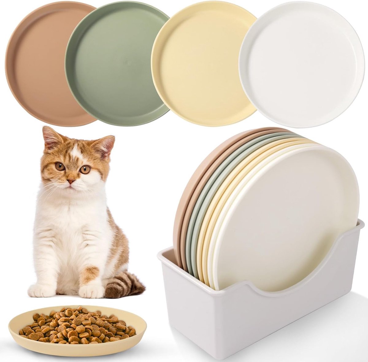 8 stuks kattenkommen, omkeerbare kattenbak, lage kattenbak, kleurrijke voederbak, kat voor kleine honden