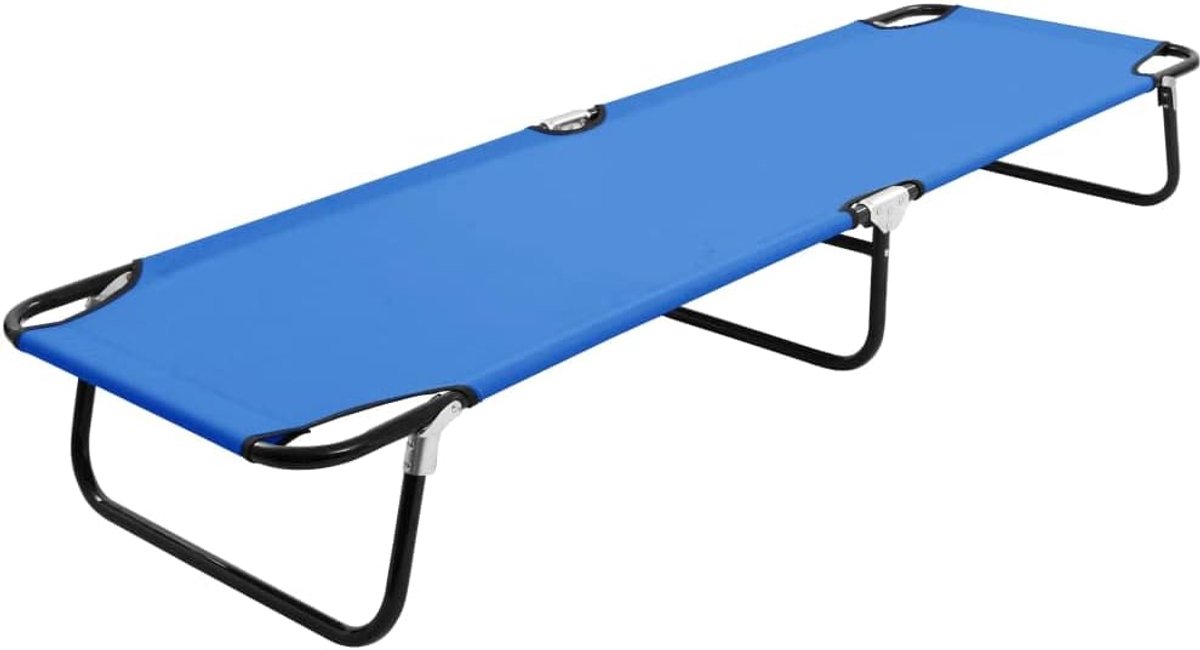 campingstoel, blauw, stalen frame, stabiel klapbed voor volwassenen tot 120 kg, weerbestendig 600D polyesterweefsel, draagbaar en ruimtebesparend voor tuin, strand, camping