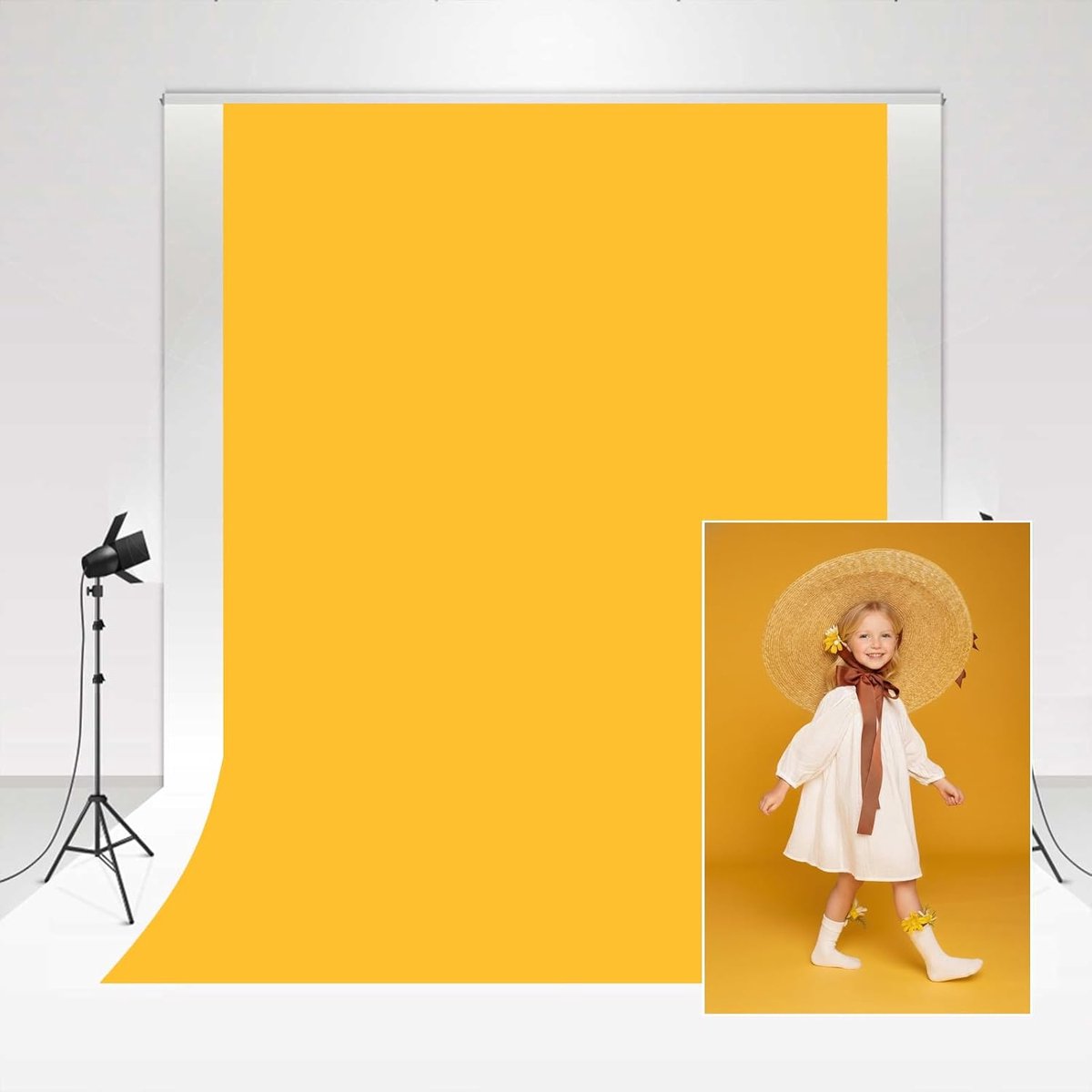 Gele Achtergrond 1,5x2,2m/5x7ft Goutsgeel Opvouwbare Achtergrond Fotostudio Fotografie Rekwisieten Dikke Zachte Stof voor Pasgeboren Baby Fotoshoot Huidvriendelijke