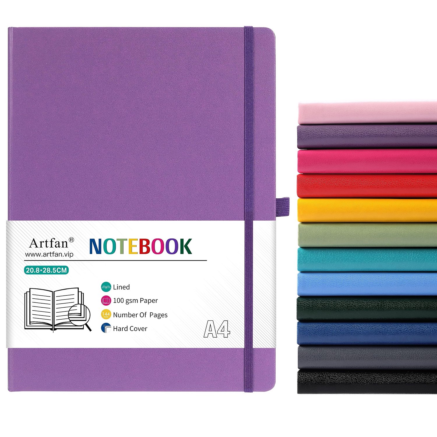 A4 notitieboek met premium papier - kunstleer paars - hardcover A4 formaat - ideaal voor klassiek schrijven - ShopVlot