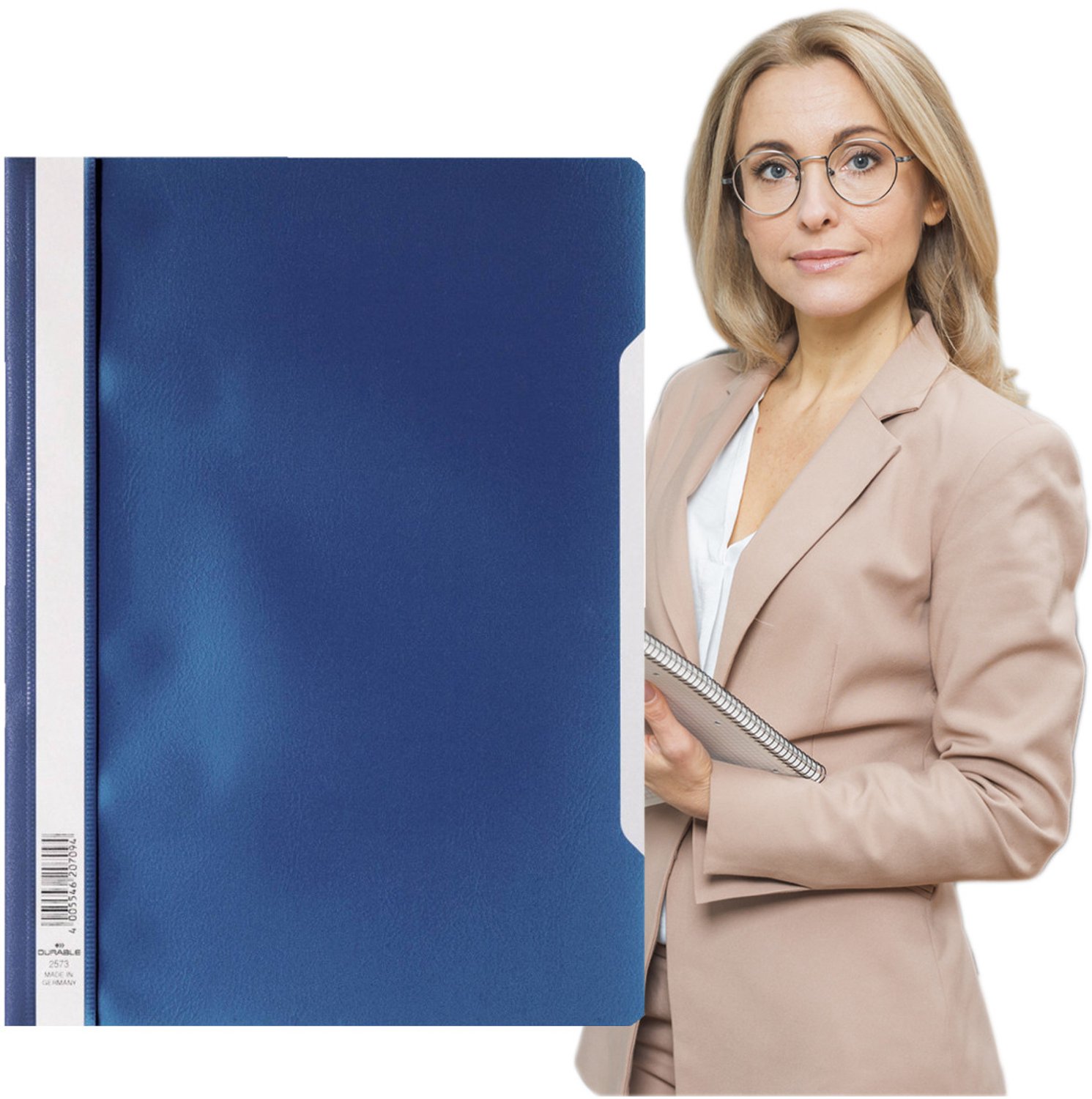 Durable A4 Plastic Map - Blauw, Met Labelstrip