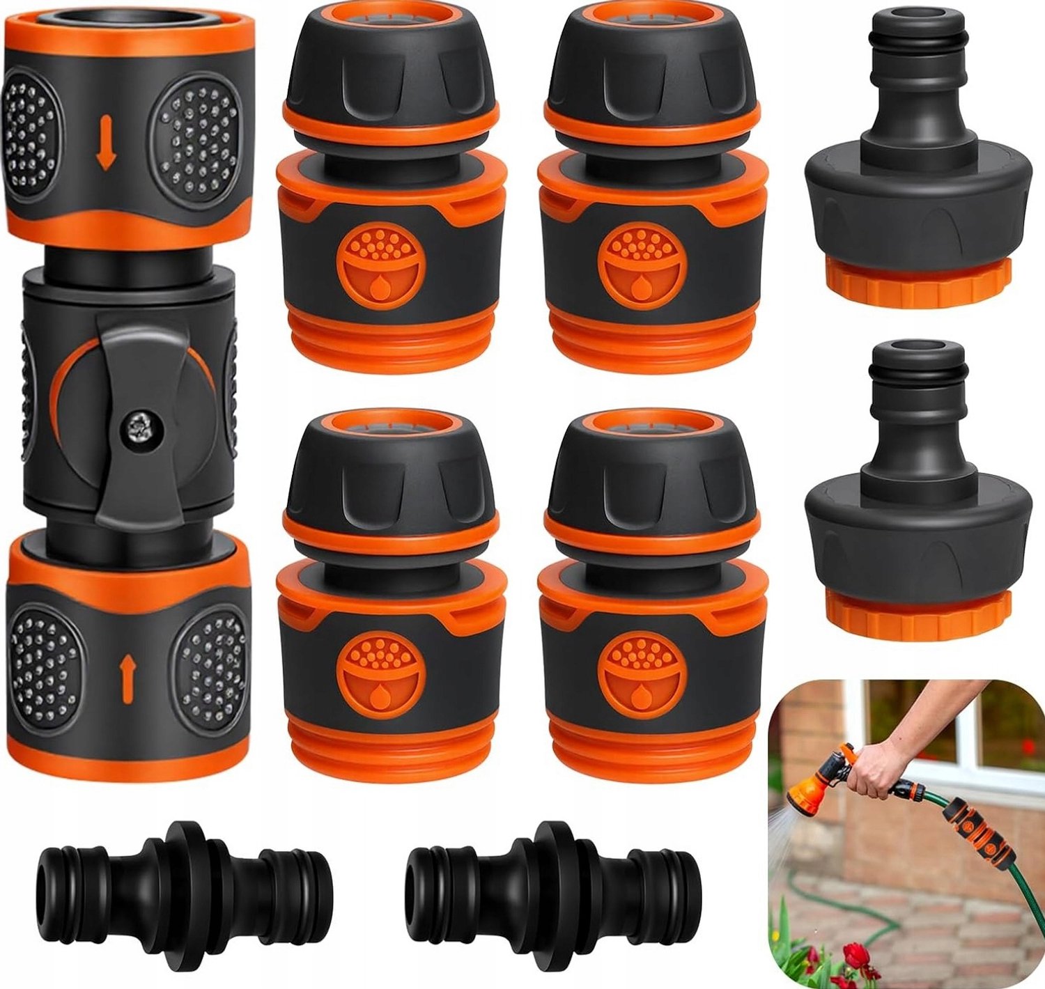 Tuin Slangkoppelingen Set 1/2 Inch 9 Stuks Snelkoppelingen Oranje
