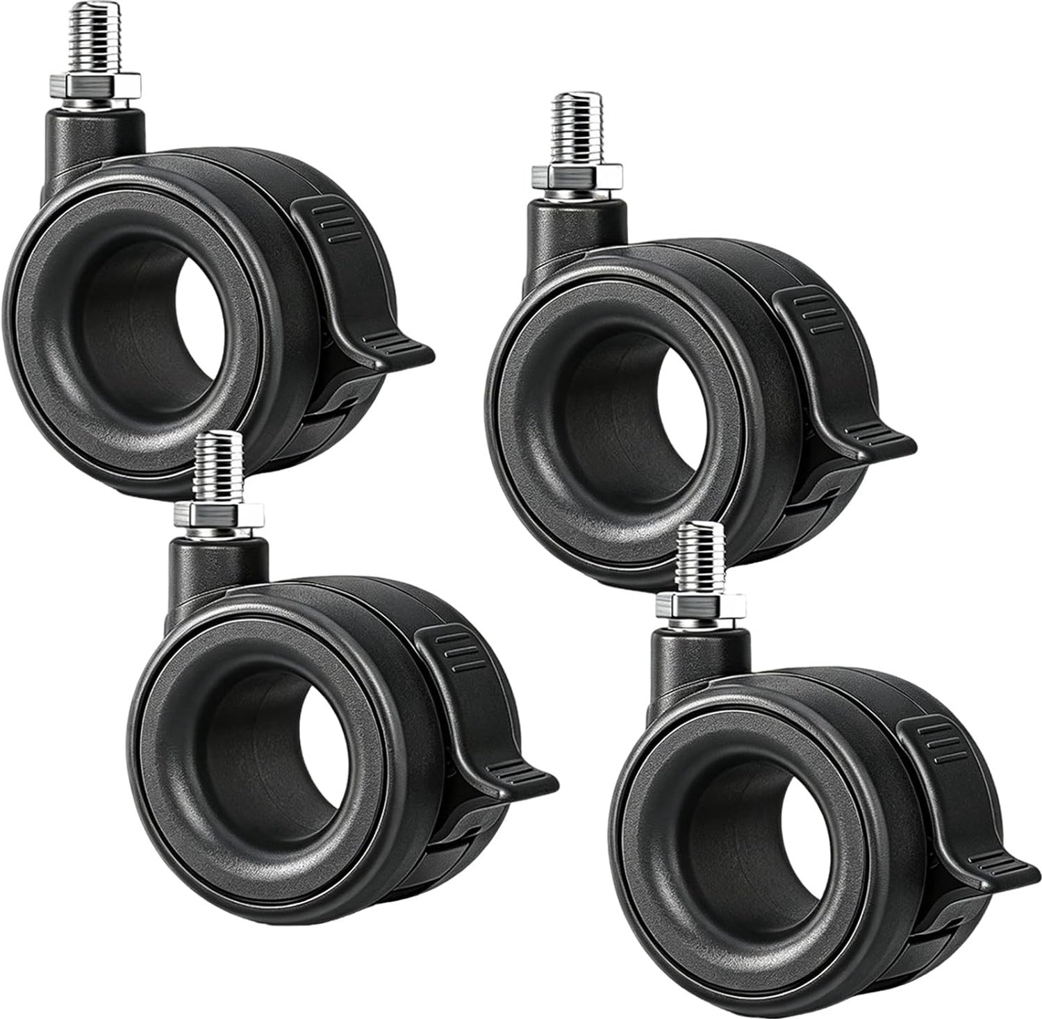SnelShoppen - 4 x Universale Zwenkwielen met Rem, Maximaal 80 kg, M8 Draad, Stil en 360° Draaiend, Geschikt voor Meubels, Barbecues, Carts en Apparatu