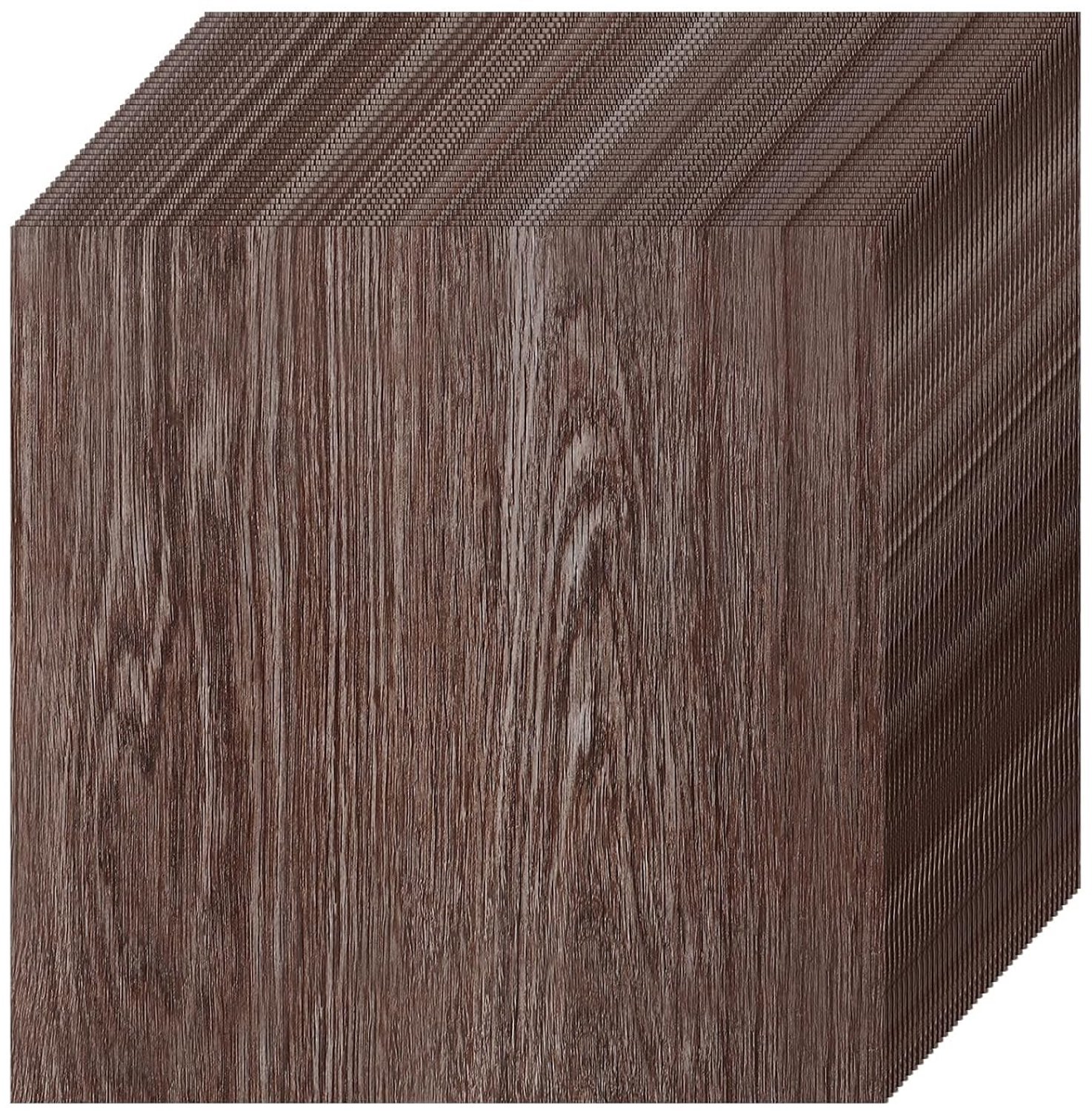 40 Stuks Zelfklevende Vinyl Vloerbedekking 30 x 30 cm PVC voor Keuken, Woonkamer en Badkamer, Bruin Houtlook, Duurzaam en Waterbestendig