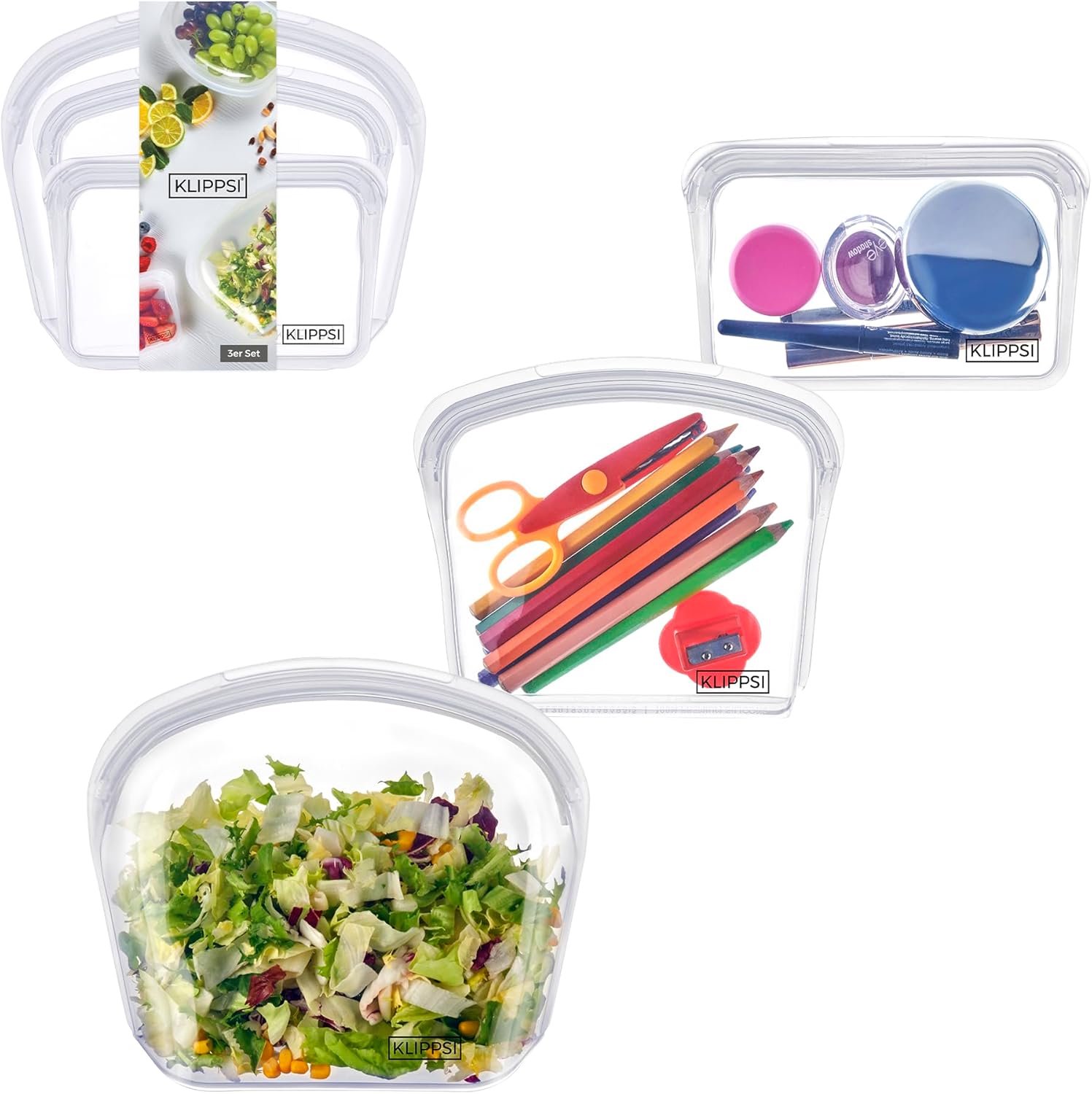 Set of 3 Reusable Silicone Bags, Frozen Bags, Storage Bags, Tear-resistant, Heat-resistant, Cold-Resistant - ShopVlot