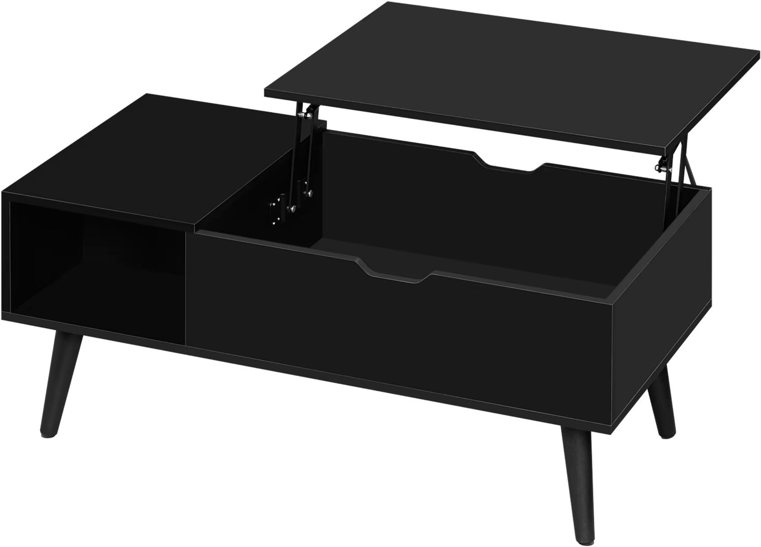 SONNENH Salontafel met liftblad en opbergruimte - 100 x 50 cm - Zwart