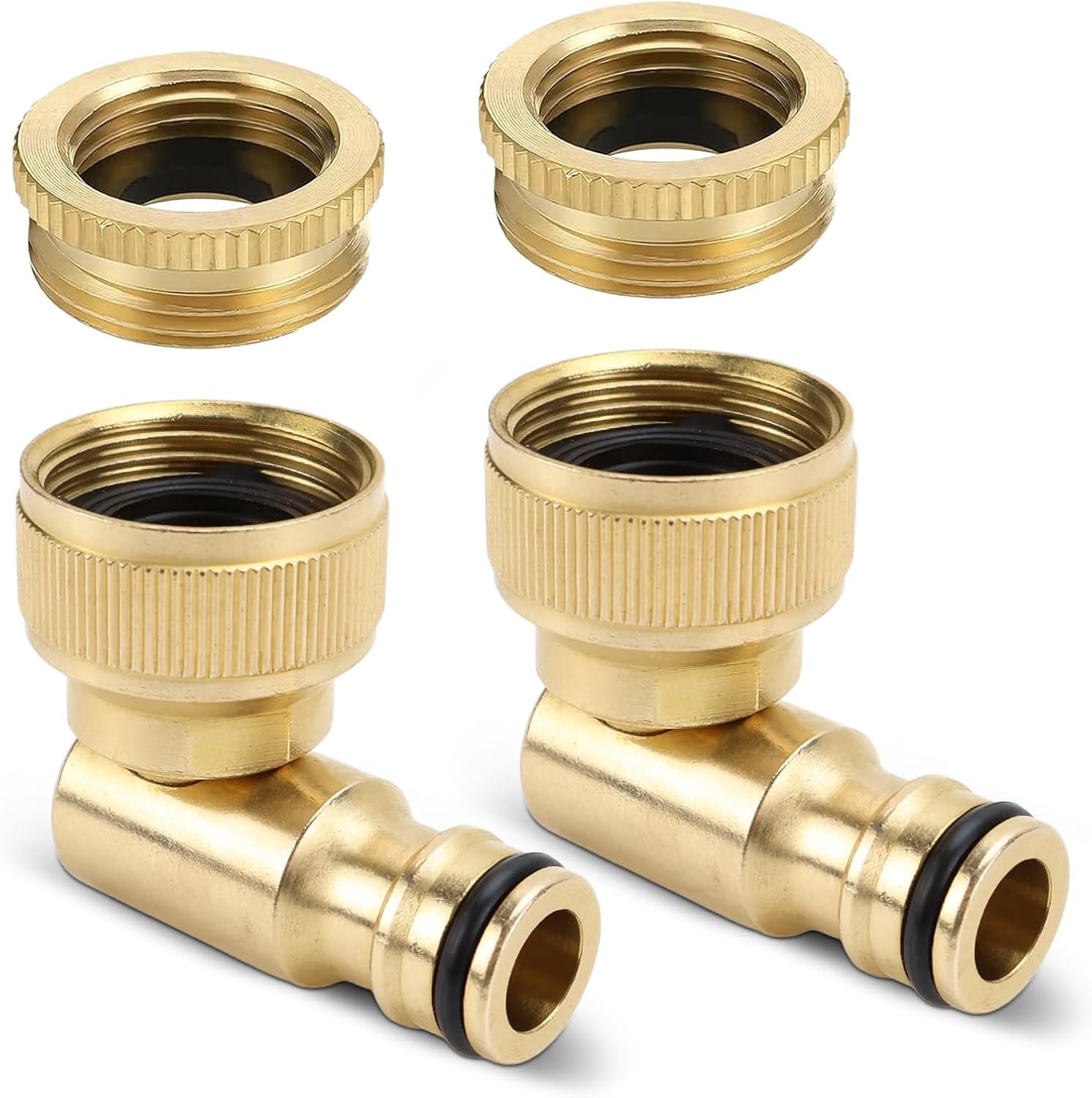 SnelShoppen - 2pcs Messing Tuin Kraan Connector 1/2 Inch 3/4 Inch 90° Hoek Vrouwelijke Draad Adapter Tuinslang Slang Connector 360° Rotatie