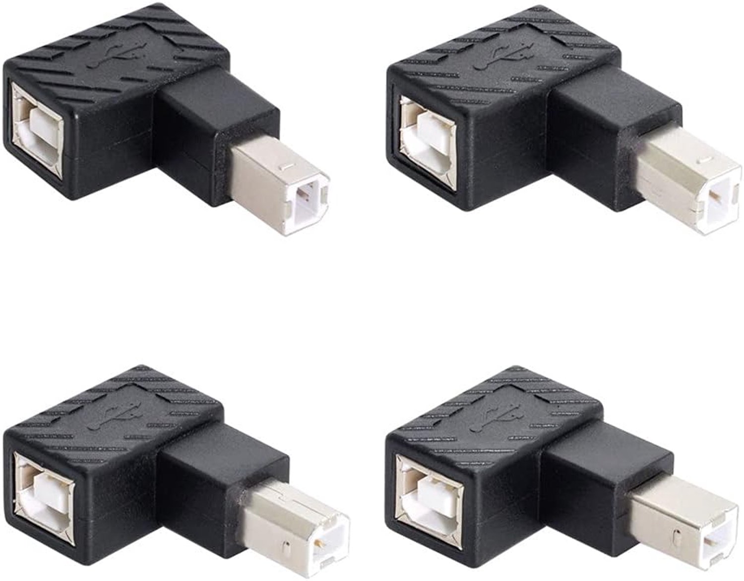 Xiwai 4 x USB 2.0 B Type Plug On Female Expansion Adapter Horizontal Vertical Angle 90° For Disk Scanner - ShopVlot