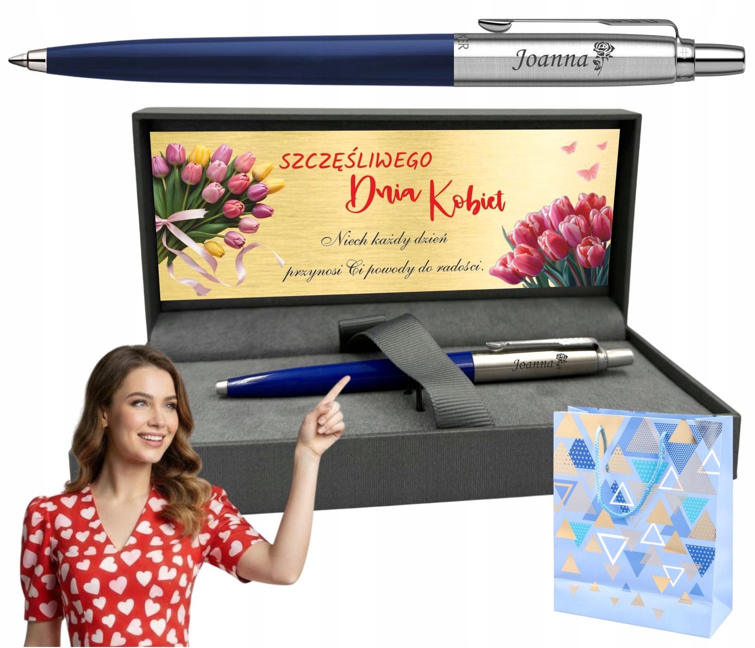 Parker Jotter Granaten Pen met Gravure - Perfect Cadeau voor Vrouwendag