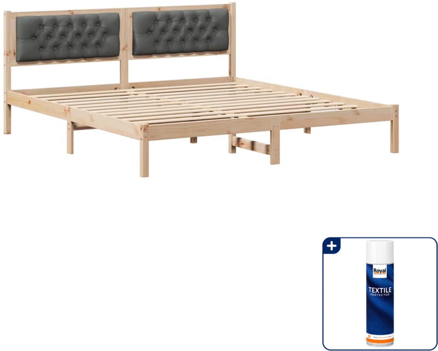 vidaXL bedframe - Queensize - 160 x 200 cm - donkergrijs - Inclusief textielbeschermer 500 ml Bruin