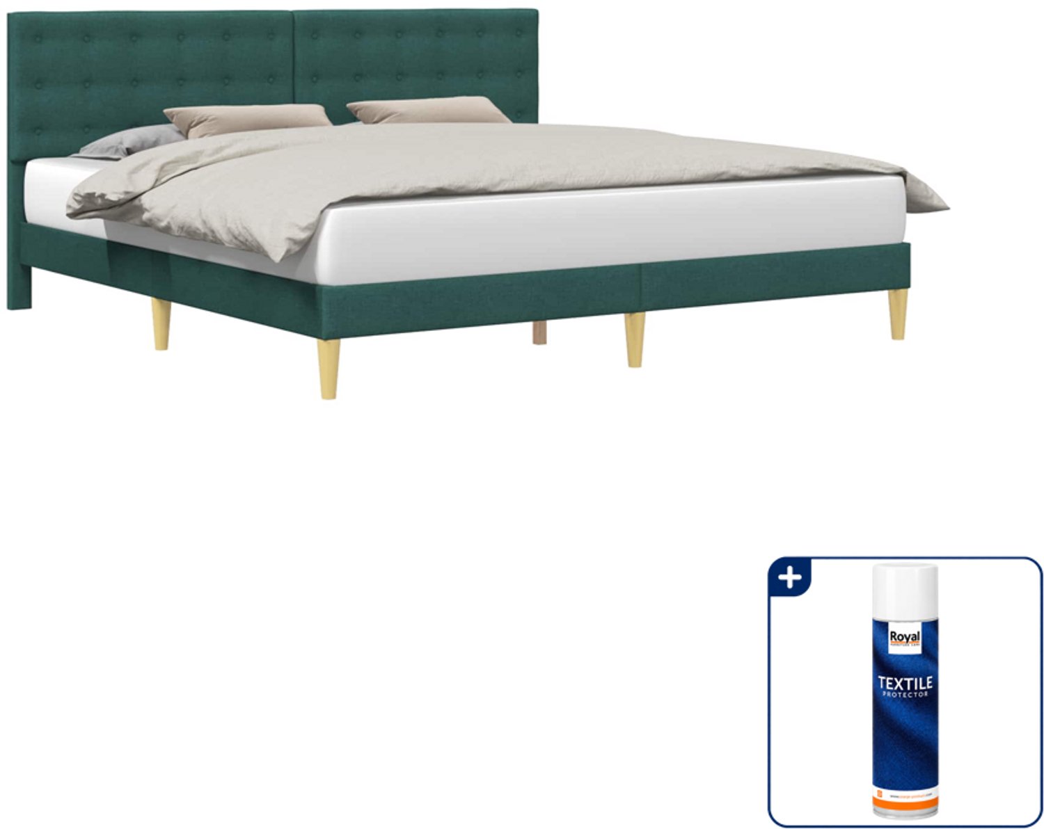 vidaXL bedframe - 200 x 200 cm - stof - donkergroen - Inclusief textielbeschermer 500 ml