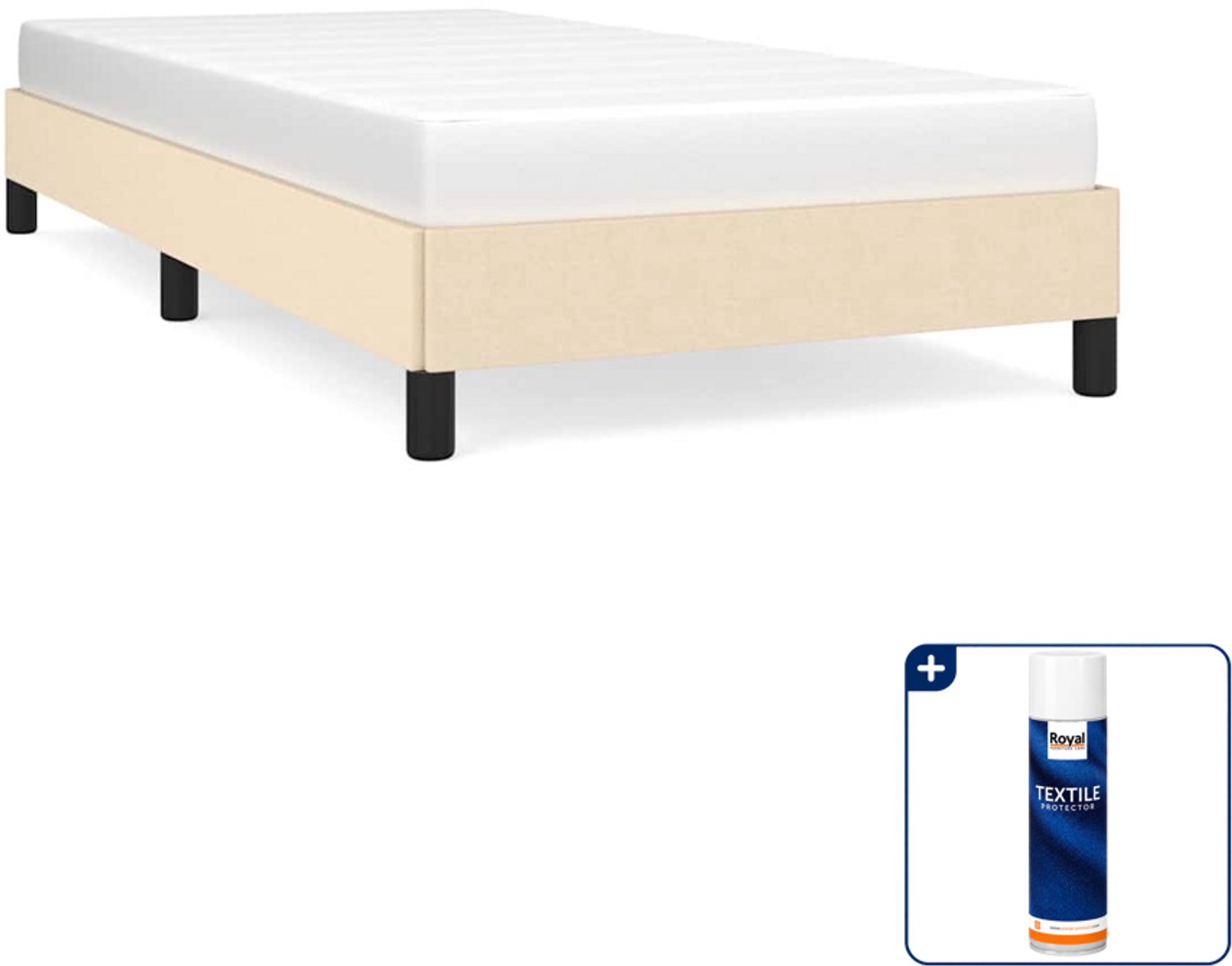 vidaXL bedframe - 90 x 190 cm - stof - crèmekleurig - Inclusief textielbeschermer 500 ml