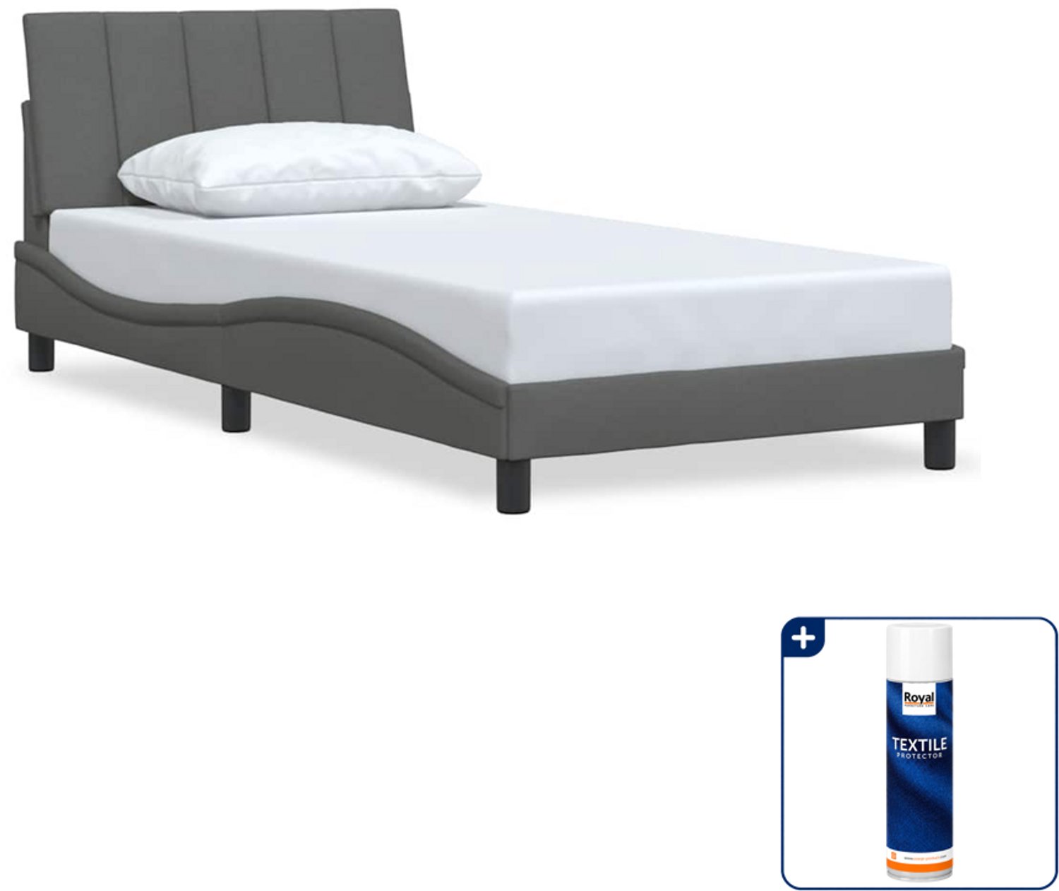 vidaXL bedframe Hanko - 100 x 200 cm - stof - donkergrijs - Inclusief textielbeschermer 500 ml