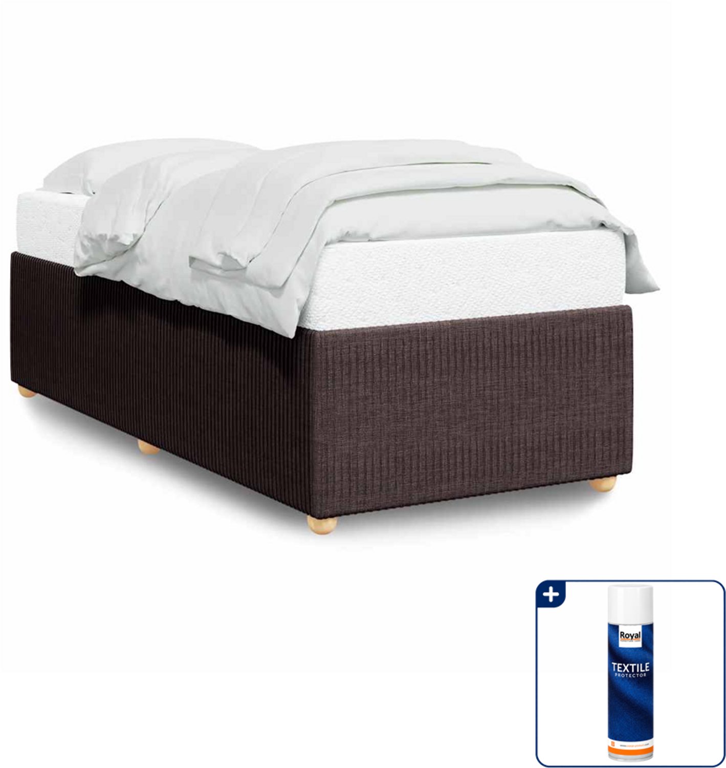 vidaXL bedframe 90 x 200 cm - stof - donkerbruin - Inclusief textielbeschermer 500 ml