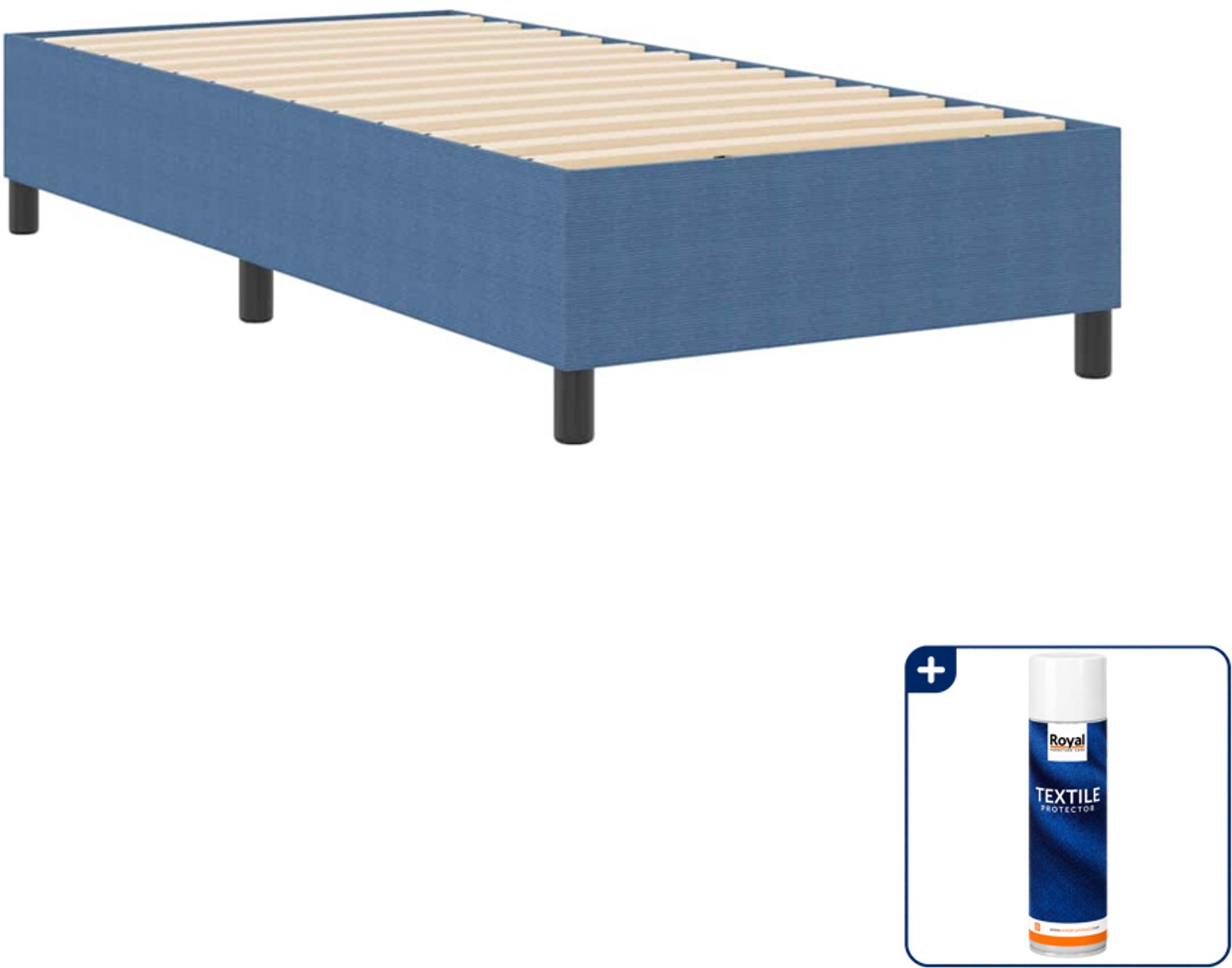 vidaXL platform bedframe - 90 x 190 cm - blauw - Inclusief textielbeschermer 500 ml