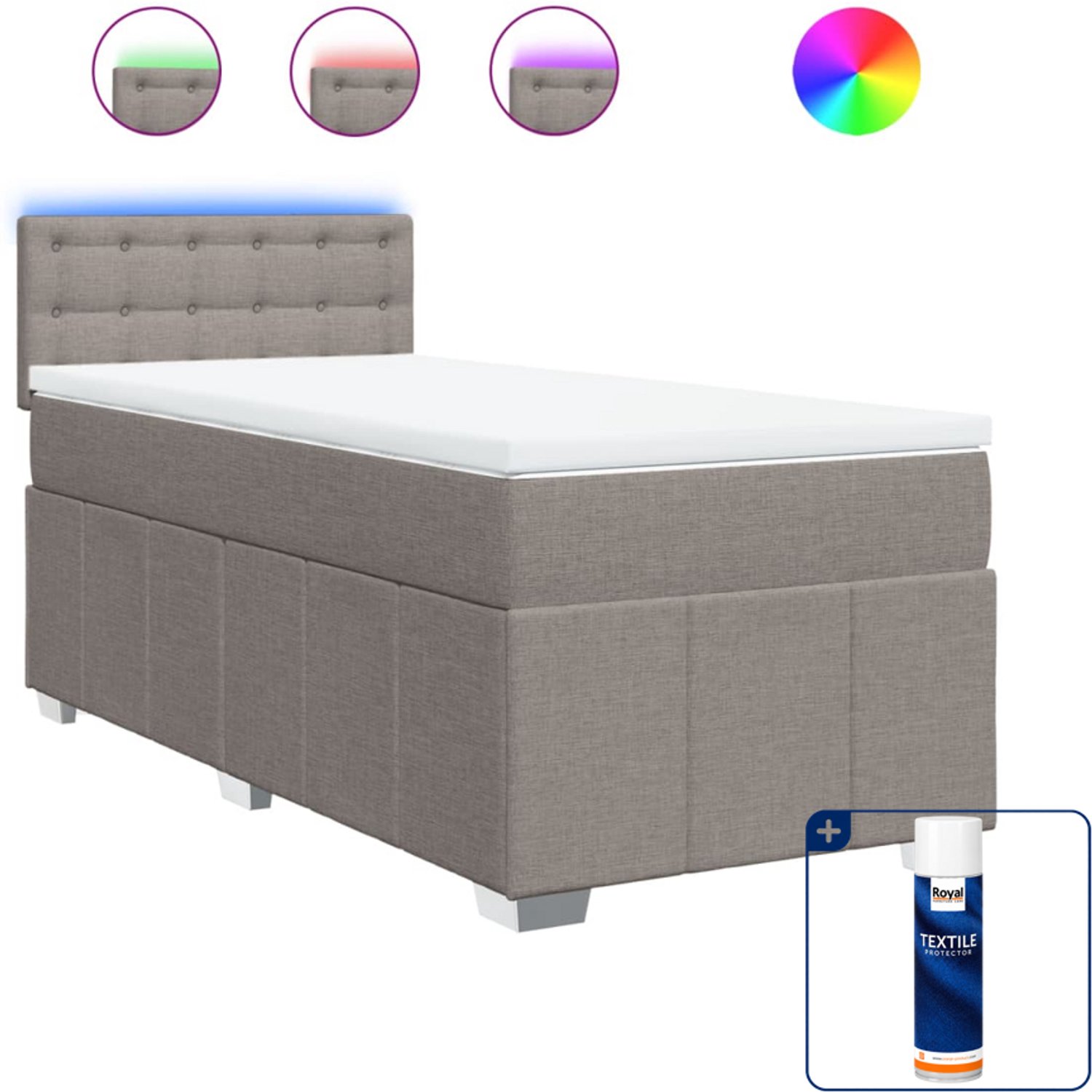 vidaXL boxspring met matras - 100 x 200 cm - stof - taupe - Inclusief textielbeschermer 500 ml
