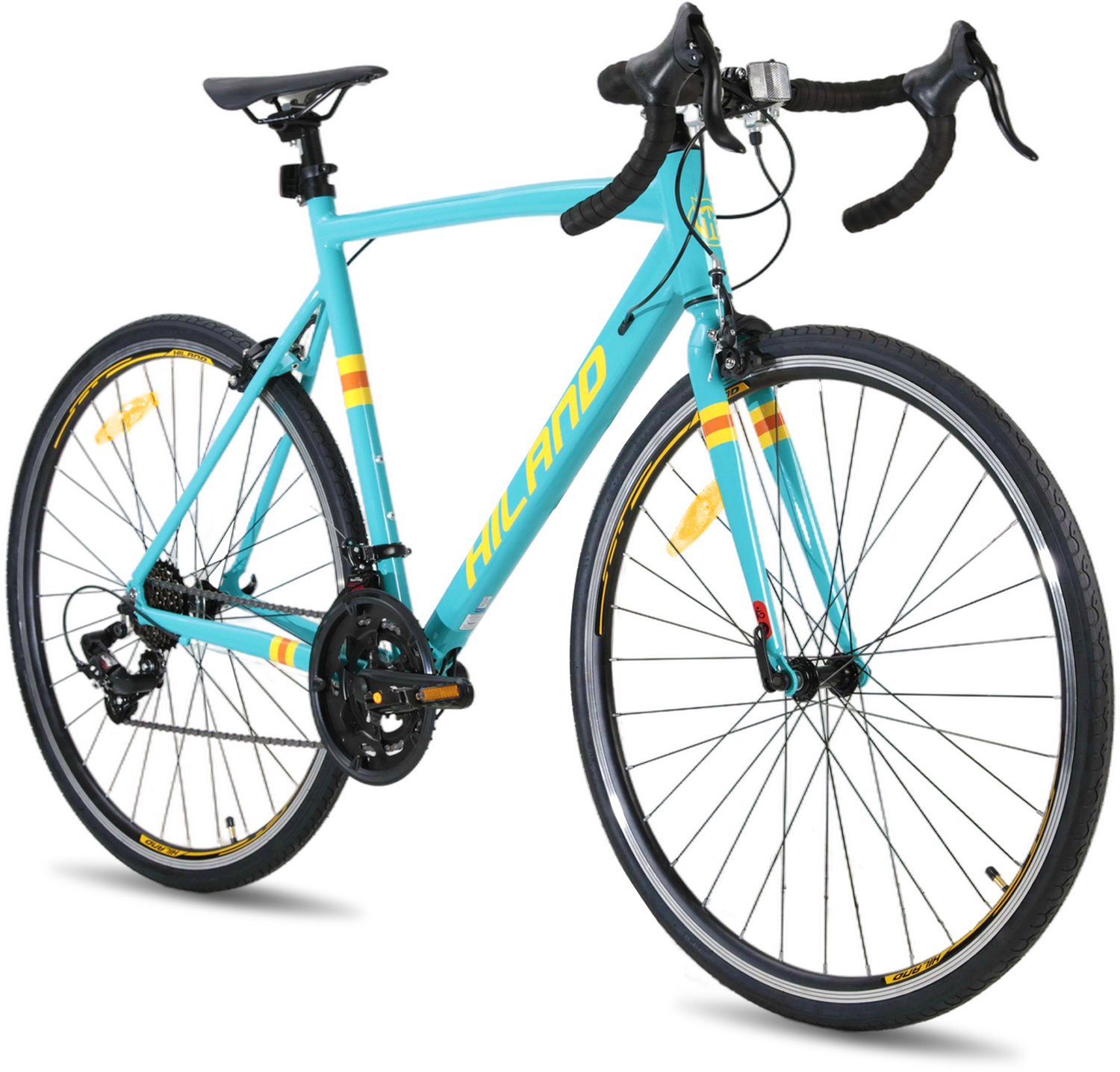 Hiland Racefiets 28 Inch 14 Versnellingen Aluminium Frame 490 mm 700C Wielmaat Herenfiets en Damesfiets Groen