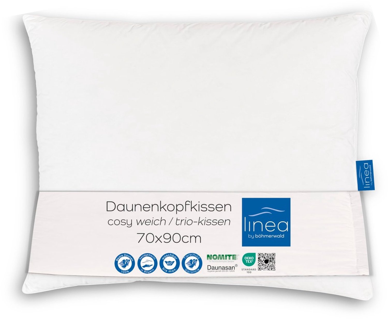 Duraxl Hoofdkussen - 70 x 90 cm - Veren en dons - Drie kamers Wit