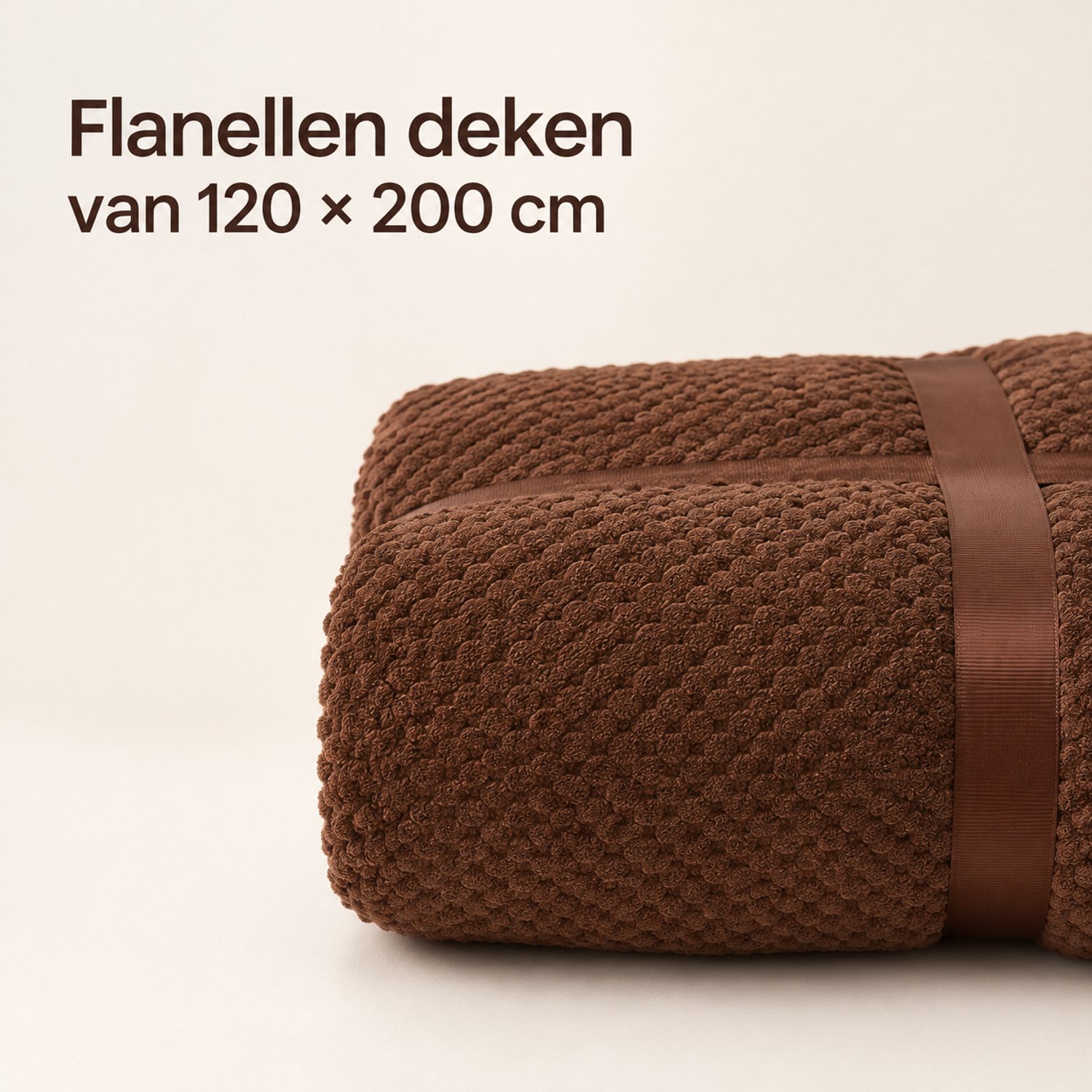 SWGOTA Bruine flanellen deken 120 × 200 cm met wafelstructuur, polyester plaid in lint- en kaartverpakking