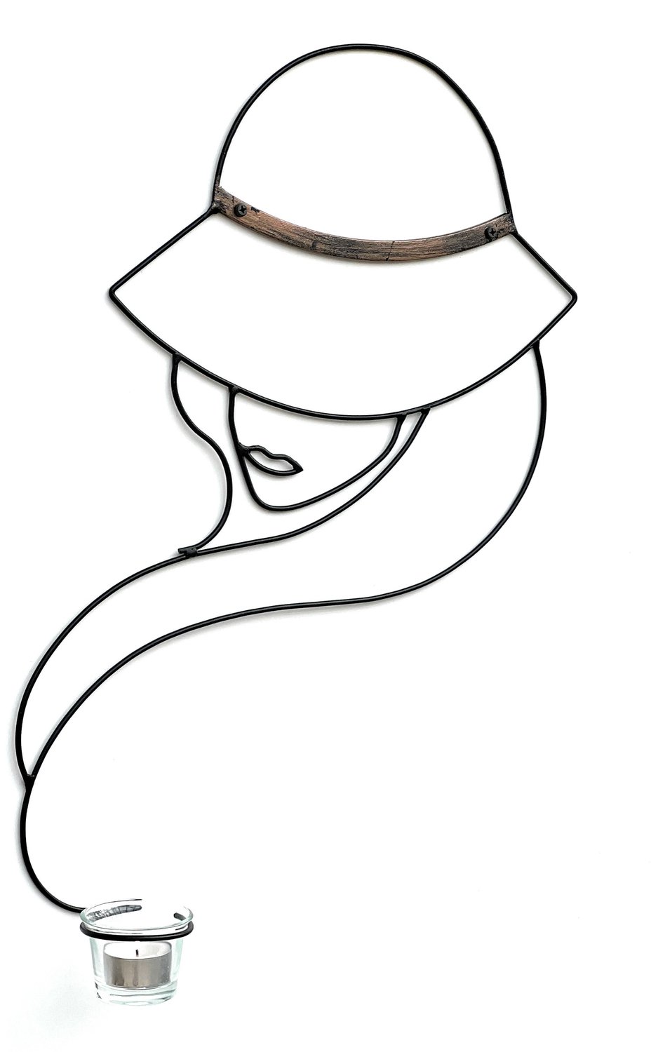 ‎DanDiBo DanDiBo Wandtheelichthouder voor 1 glas - Zwart smeedijzer - 50 cm