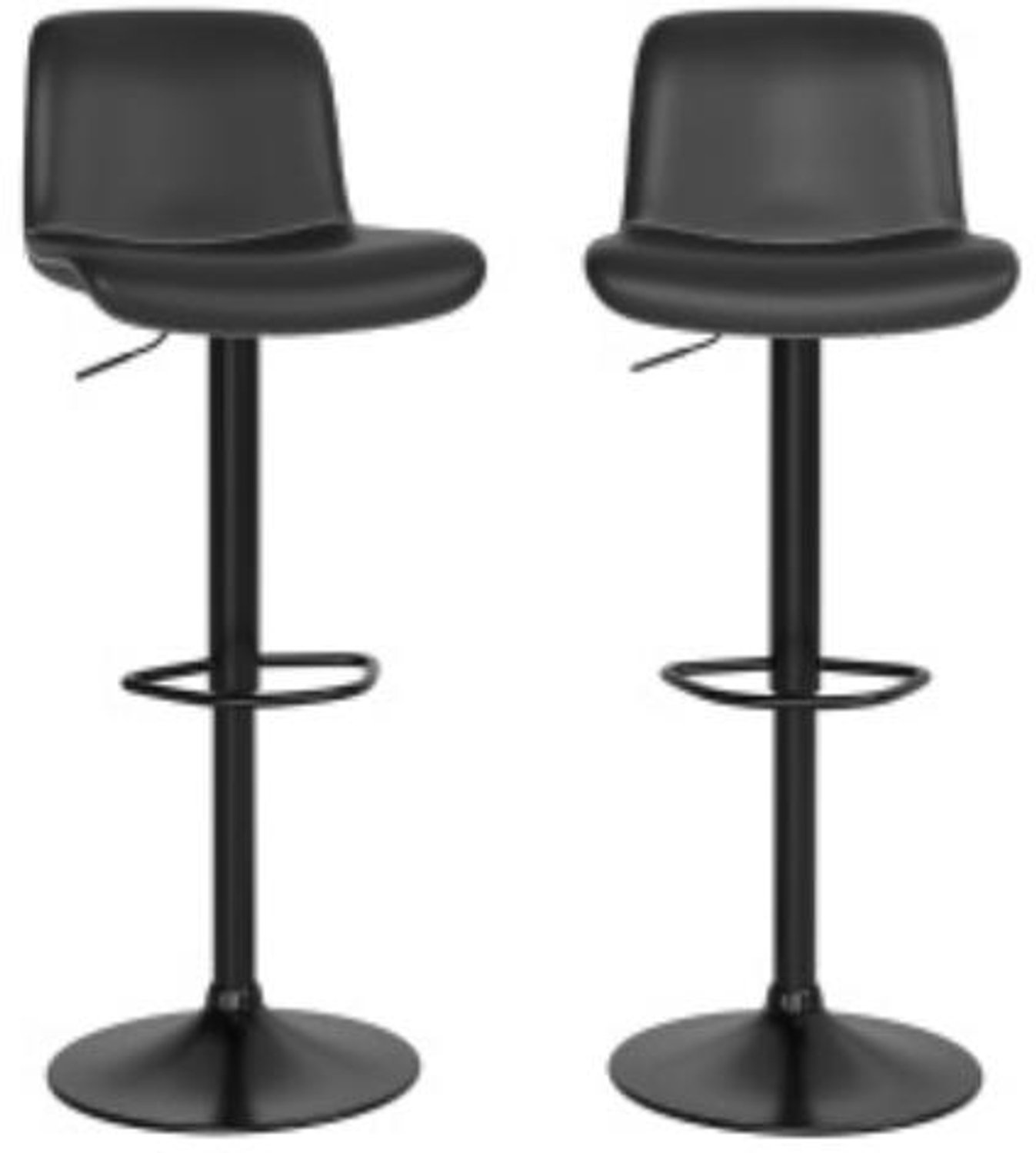 Danky Barkrukken Set van 2 - In Hoogte Verstelbaar & 360° Draaibaar - Ergonomisch PU-Leer met Voetsteun - Stabiele Ronde Voet tot 136 kg zwart