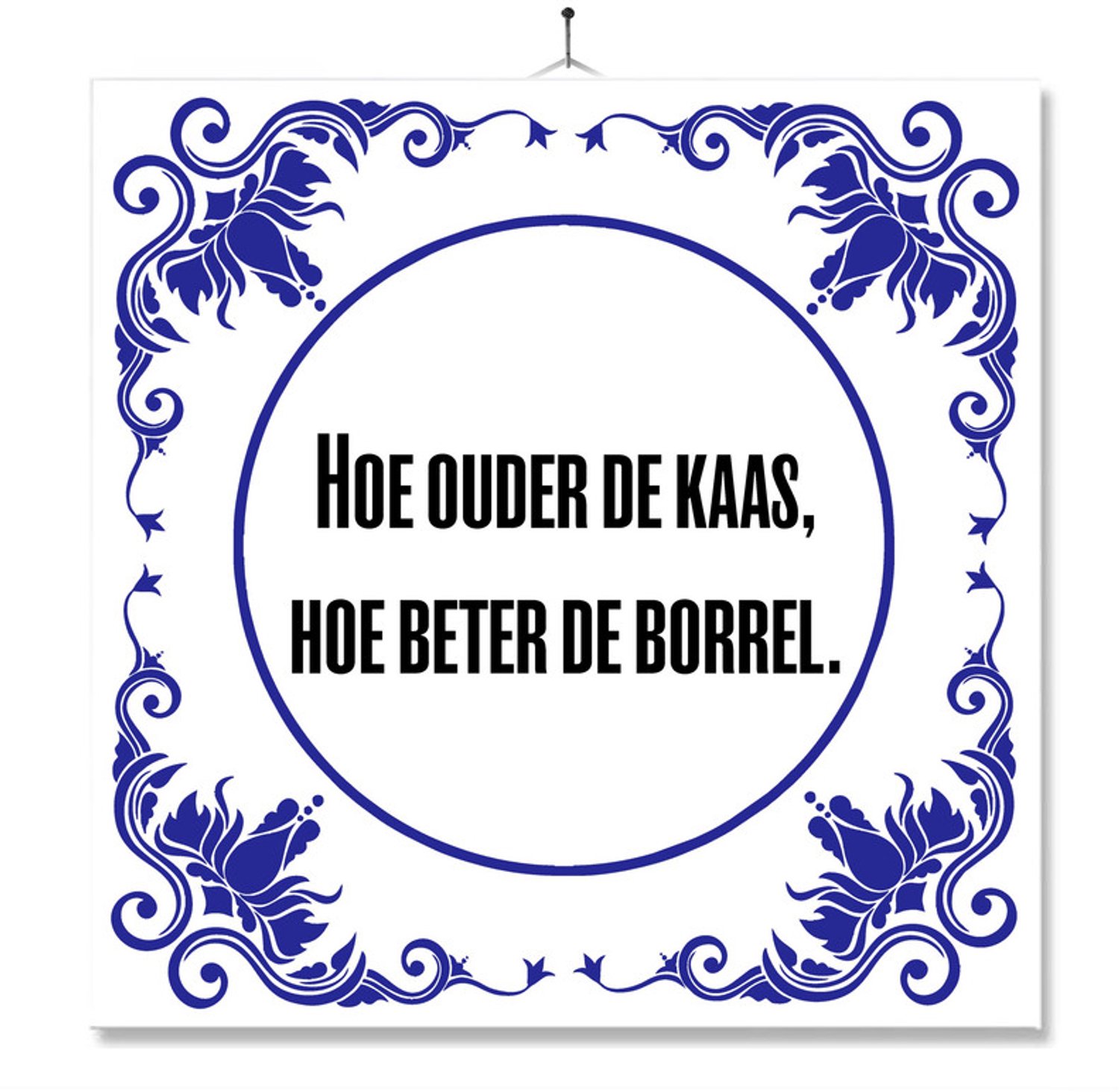 MC Living Tegel Met Opdruk | Hoe ouder De Kaas | Cadeau | Inclusief Geschenkdoos | Standaard | Ophangsysteem Multi-Color