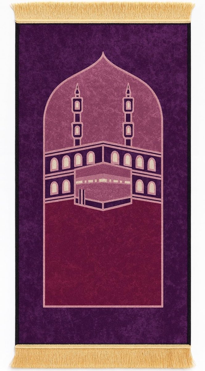 Purple Islamic Prayer Rug with Oriental Design and Floral Border (Purple and Pink, NL-50x110cm) - ShopVlot