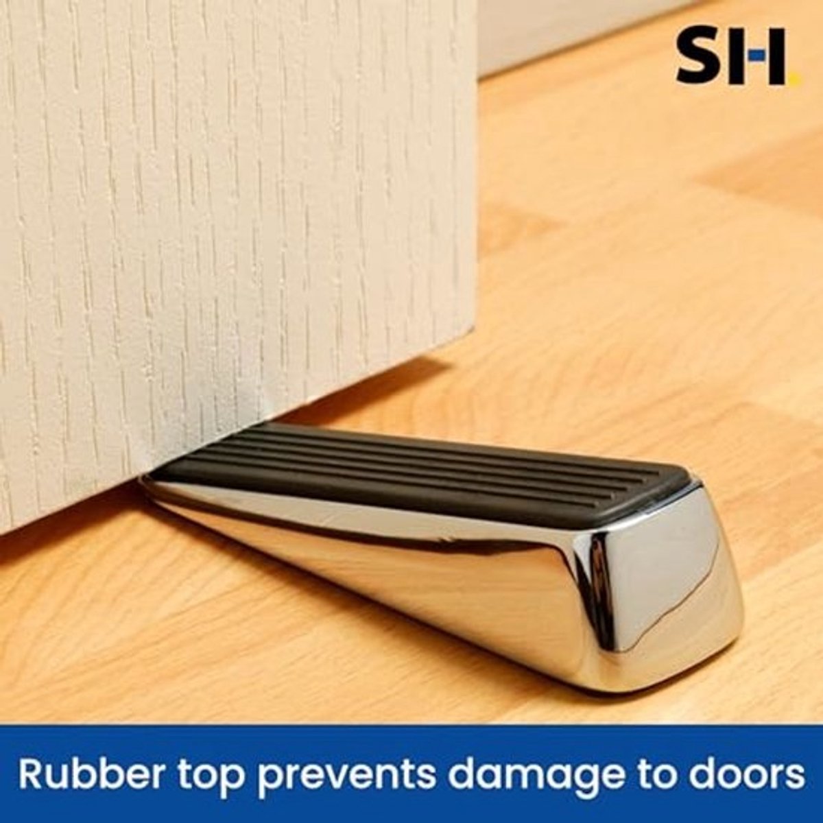 Decoratieve rubberen chrome stop - Vlakke, antislip deurhouder