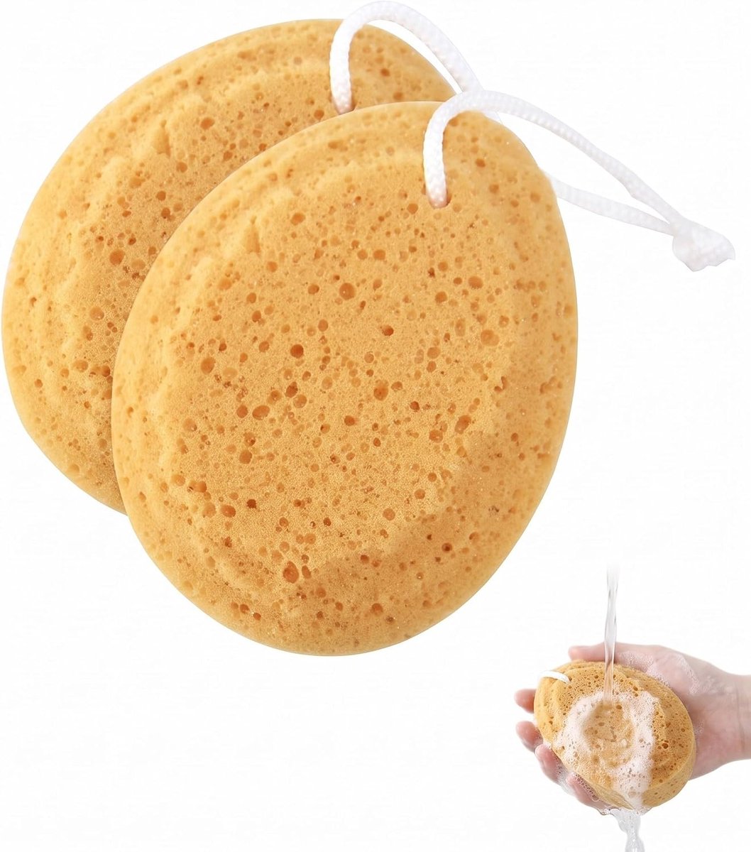Douchespons 2 stuks - natuurlijke cellulose spons - zachte peeling - ultrazacht voor gevoelige huid - ShopVlot